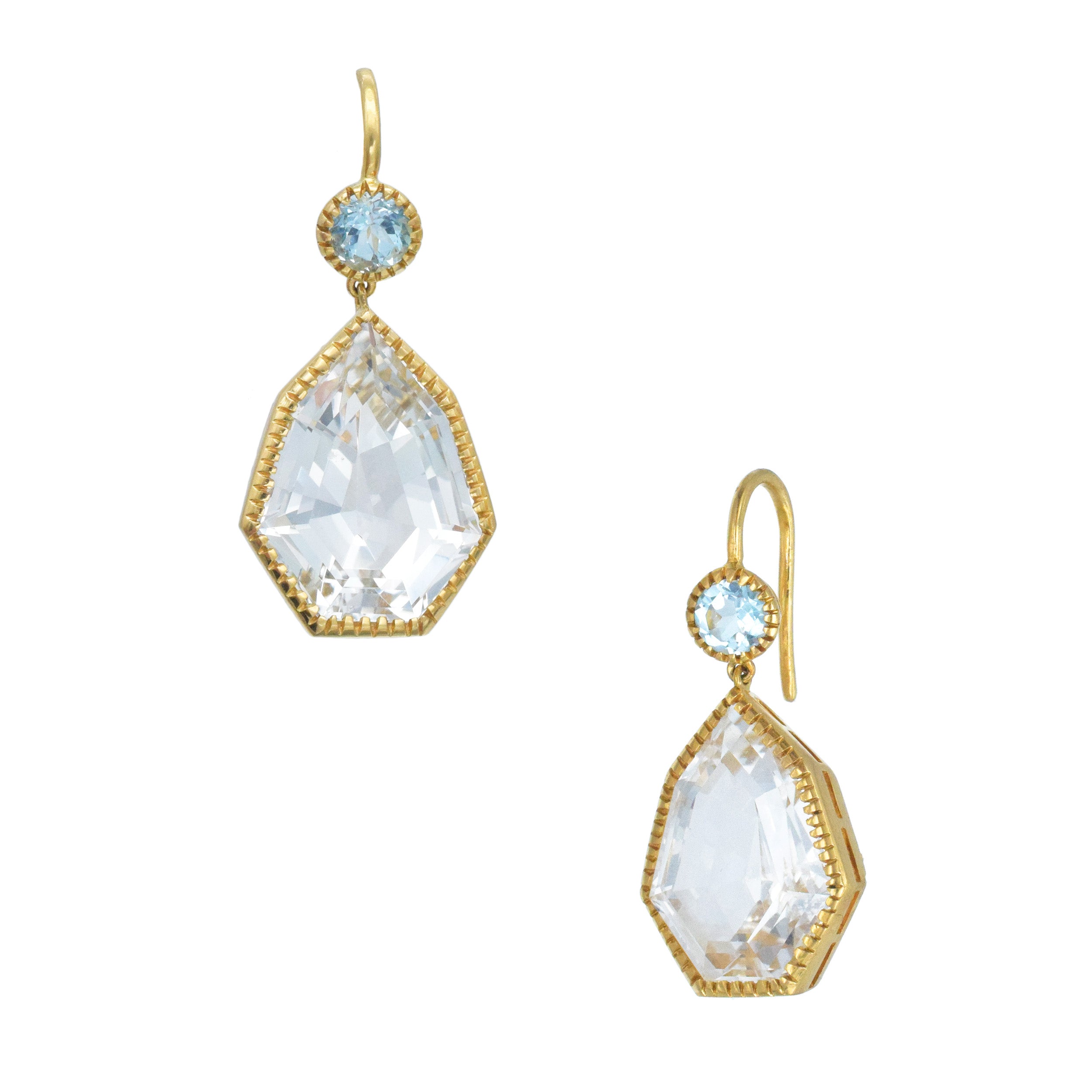 Verdura Byzantine Blue And White Pendant Earrings In 18k Yellow Gold