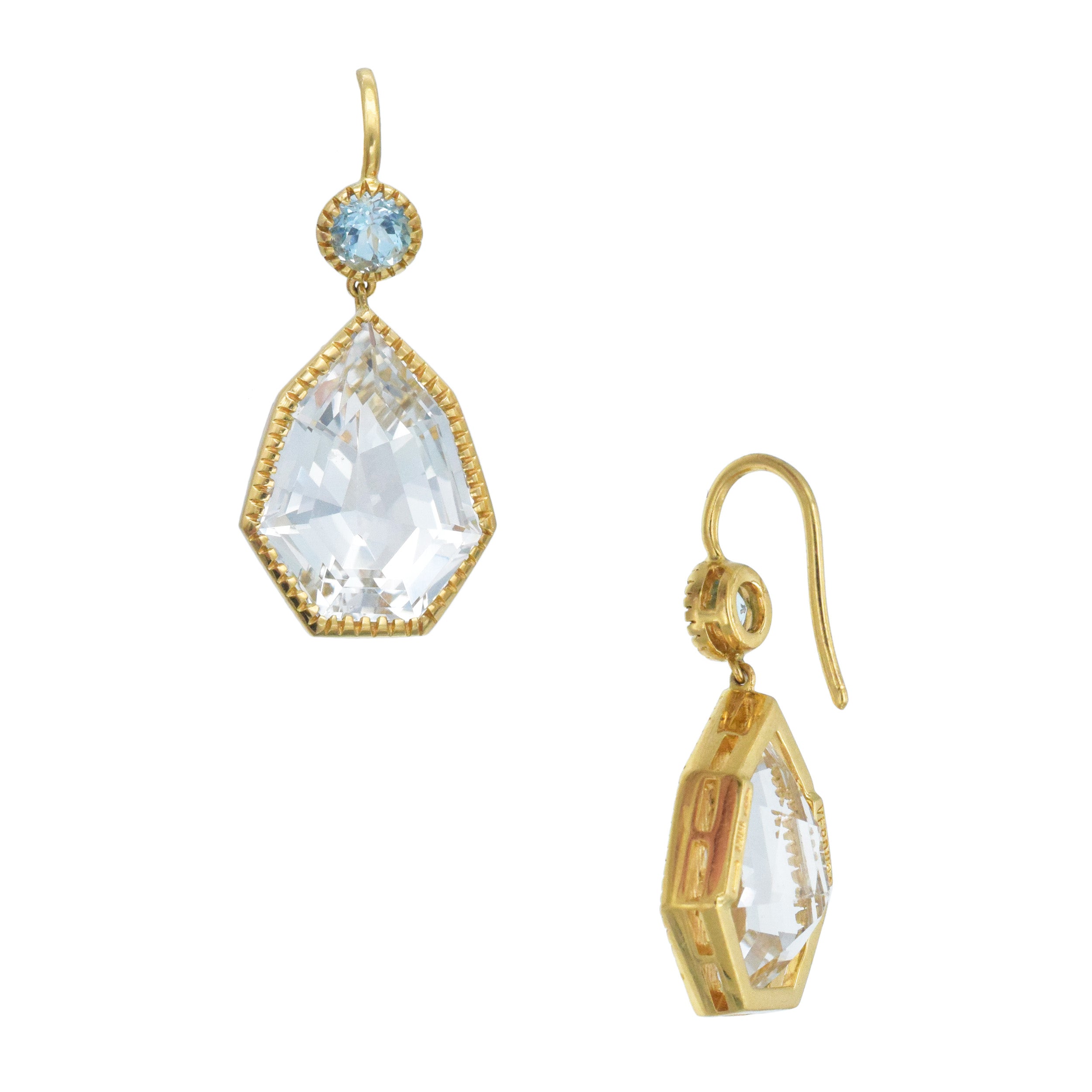 Verdura Byzantine Blue And White Pendant Earrings In 18k Yellow Gold