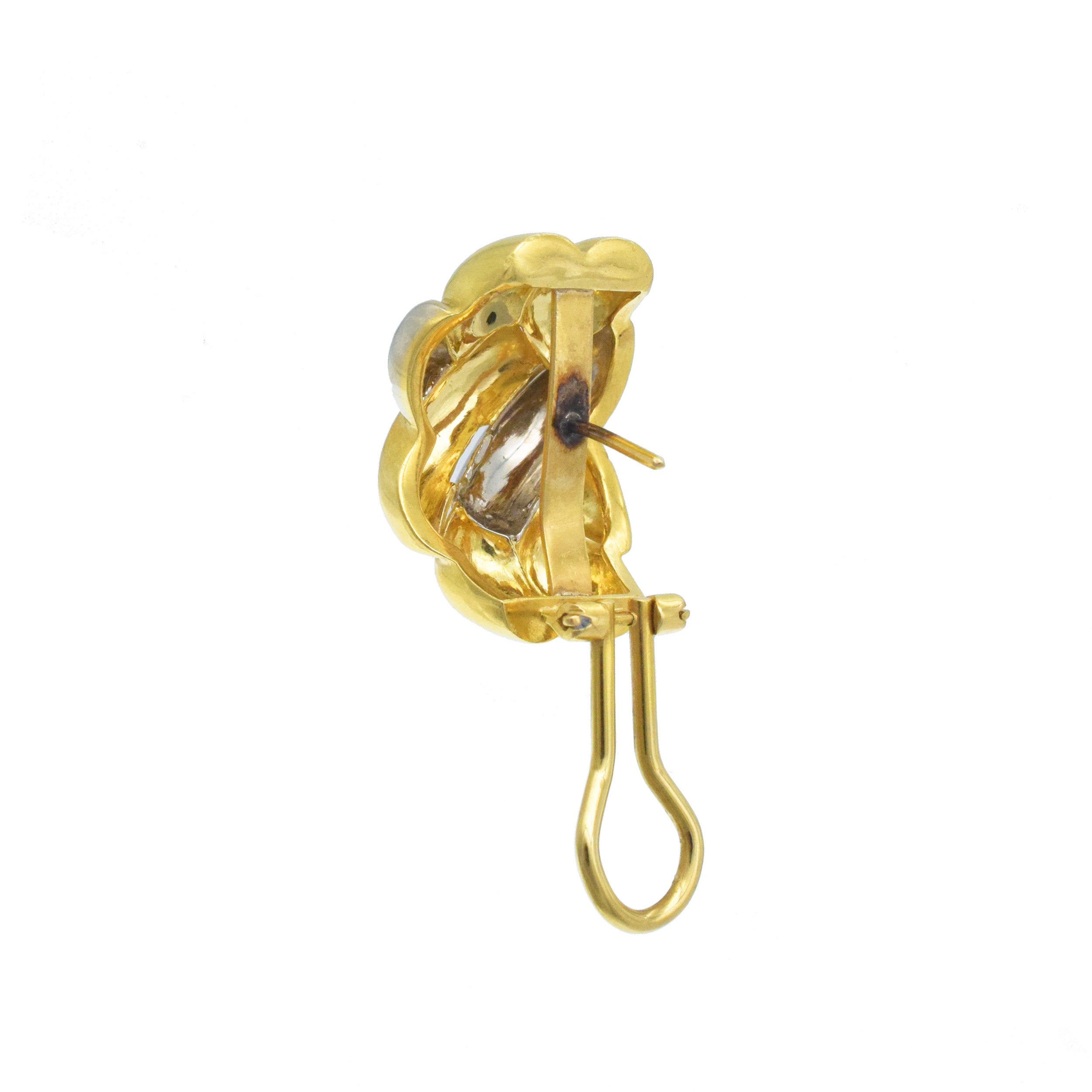Italian 18k Two-Tone Gold Braided Huggie Earrings