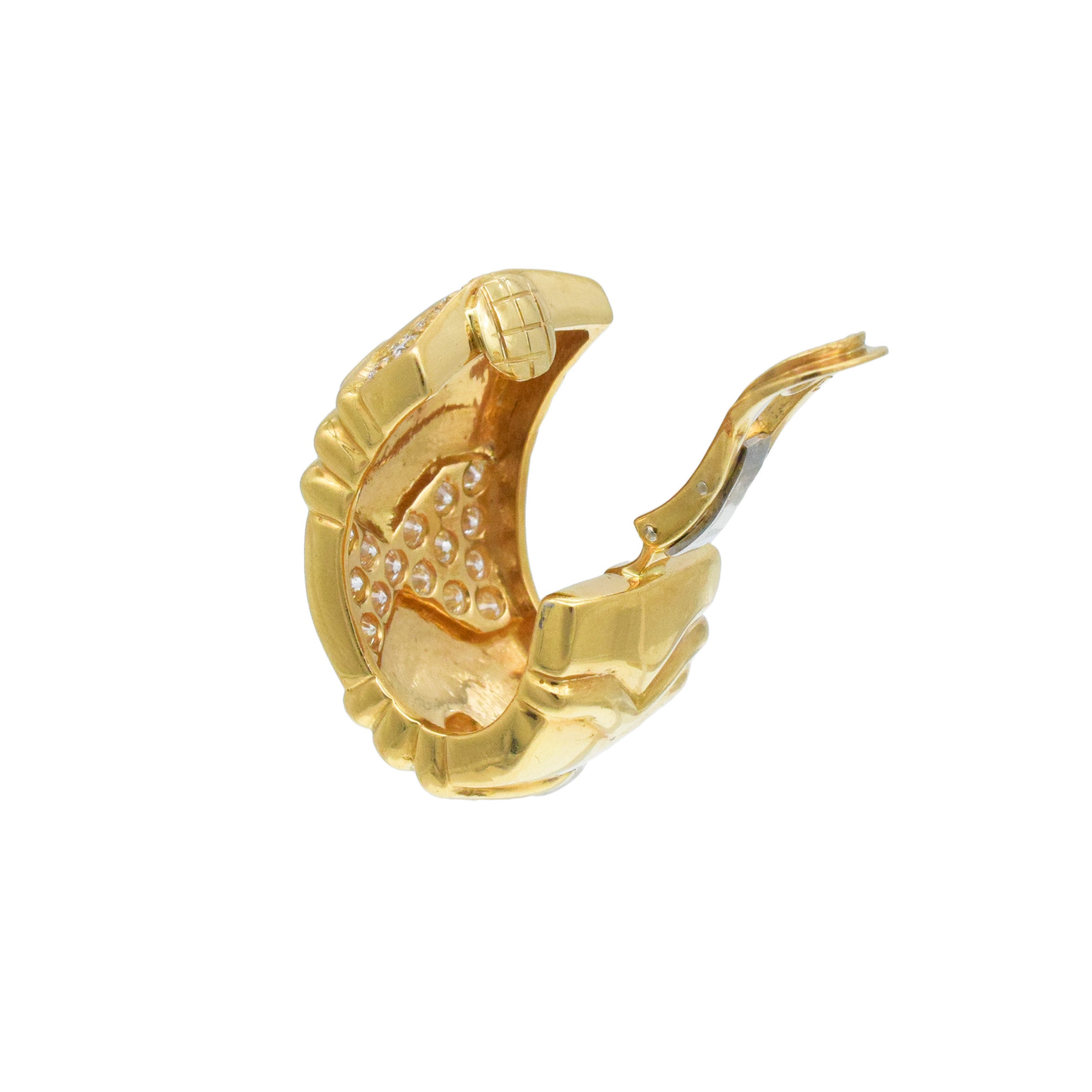 Greek Diamond And 18k Yellow Gold Clip On Earrings