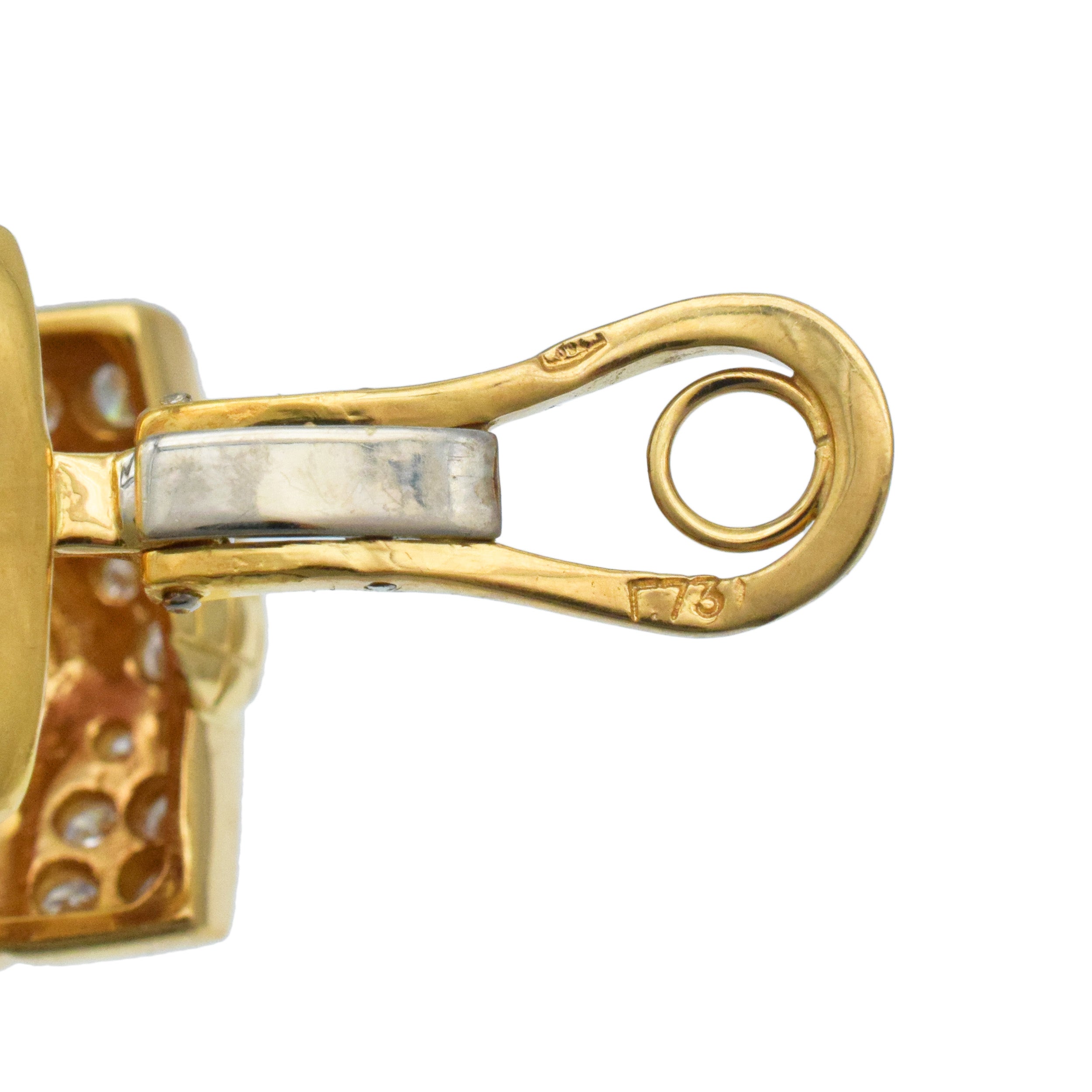 Greek Diamond And 18k Yellow Gold Clip On Earrings