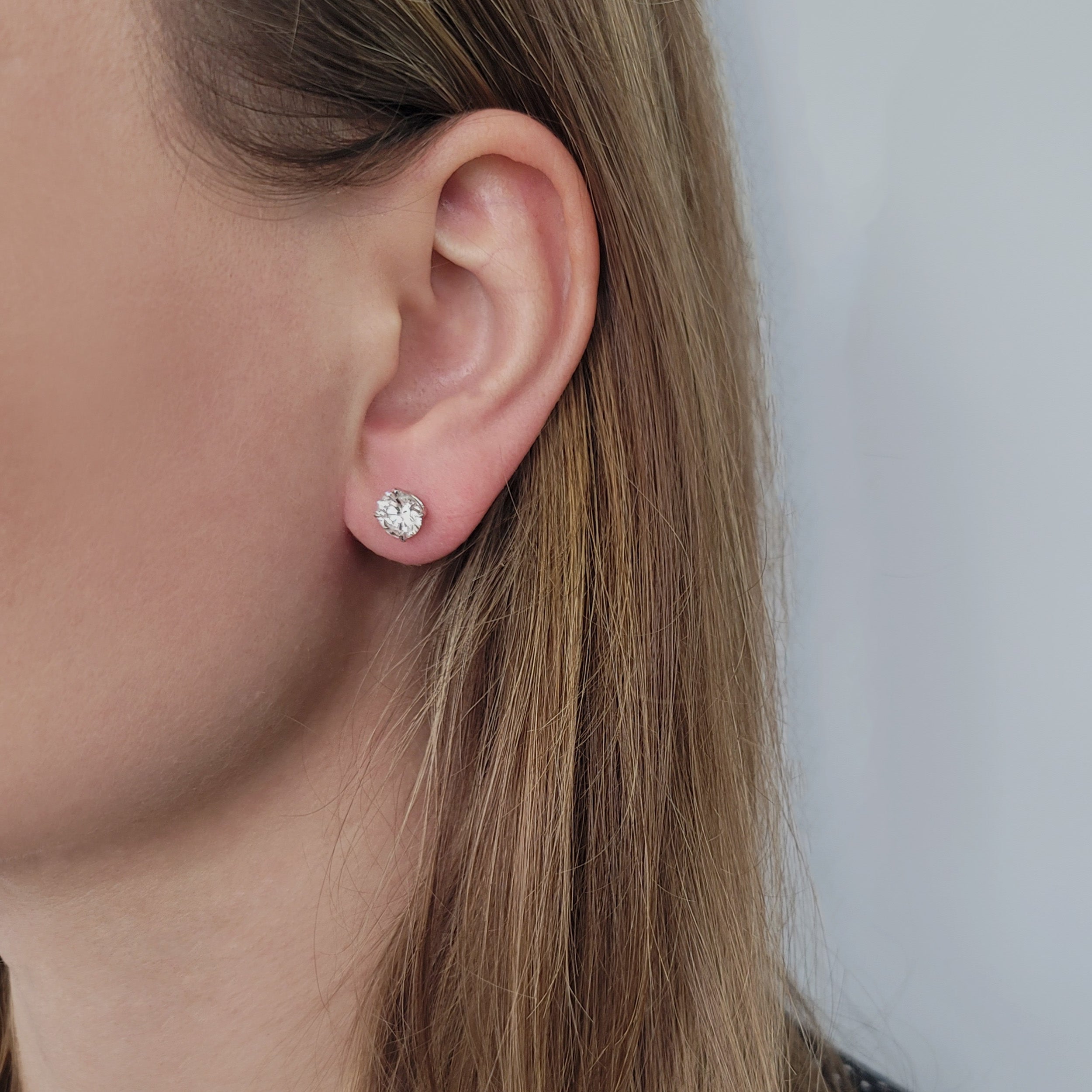 2.60ct total diamond stud earrings in 14k white gold