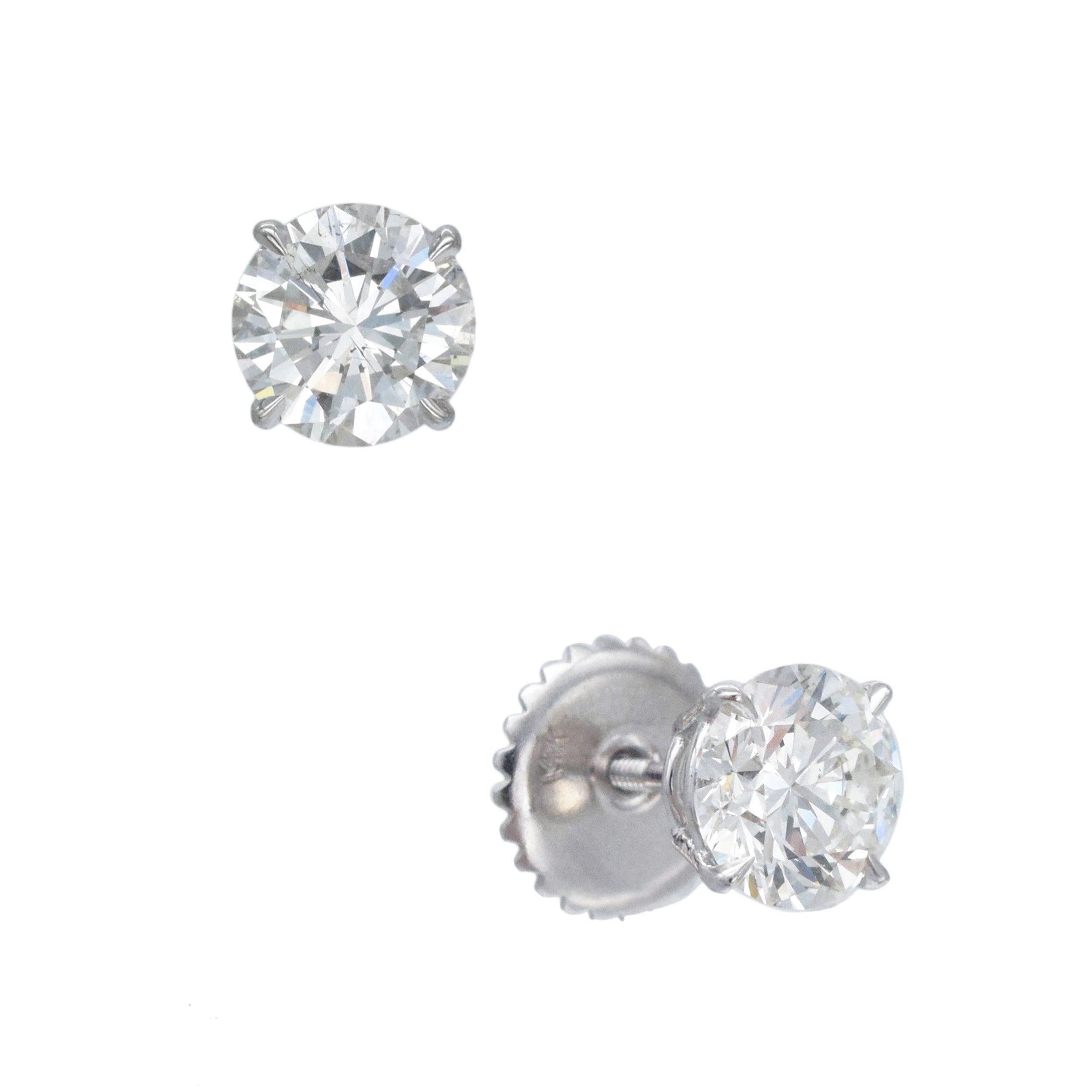 2.60ct total diamond stud earrings in 14k white gold