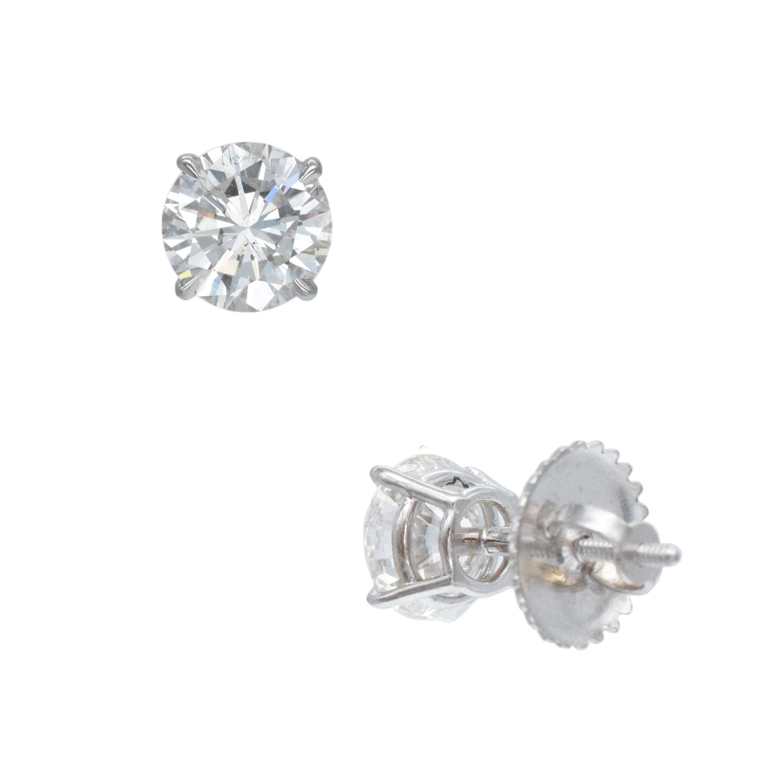 2.60ct total diamond stud earrings in 14k white gold