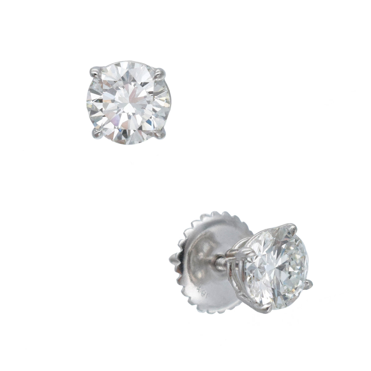 GIA 2.03ct total diamond stud earrings in 18k white gold