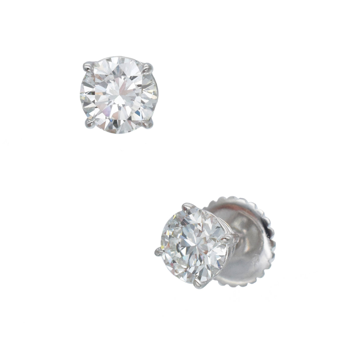 GIA 2.03ct total diamond stud earrings in 18k white gold