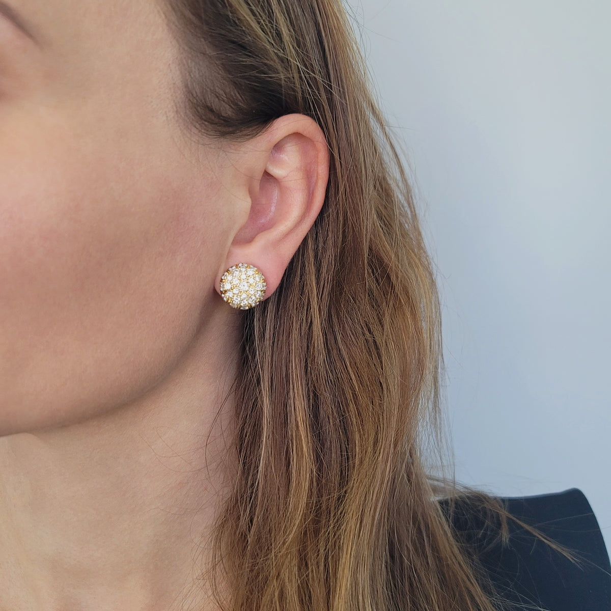 Harry Winston Diamond Button Clip On Earrings In 18k Yellow Gold By Jacques Timey