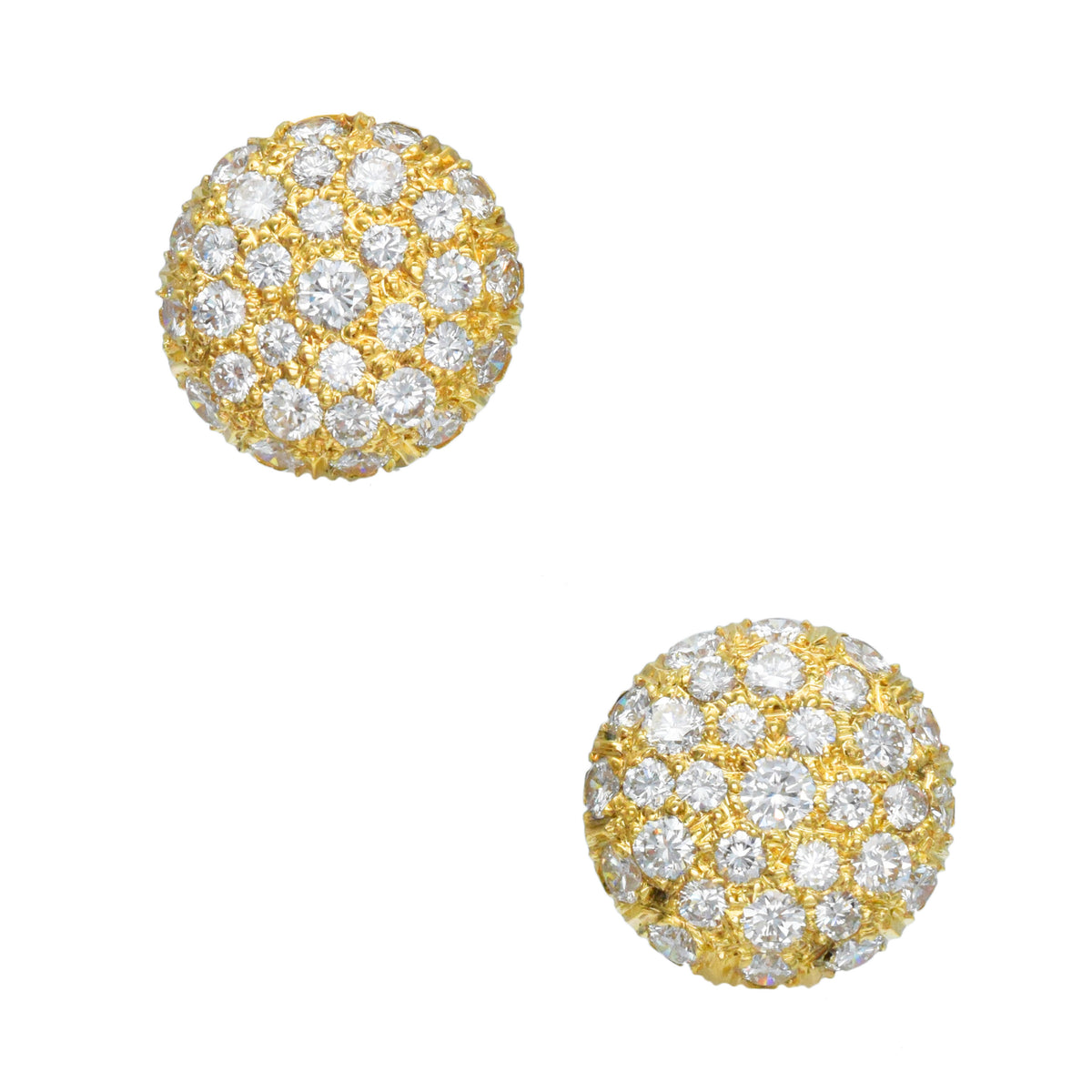 Harry Winston Diamond Button Clip On Earrings In 18k Yellow Gold By Jacques Timey