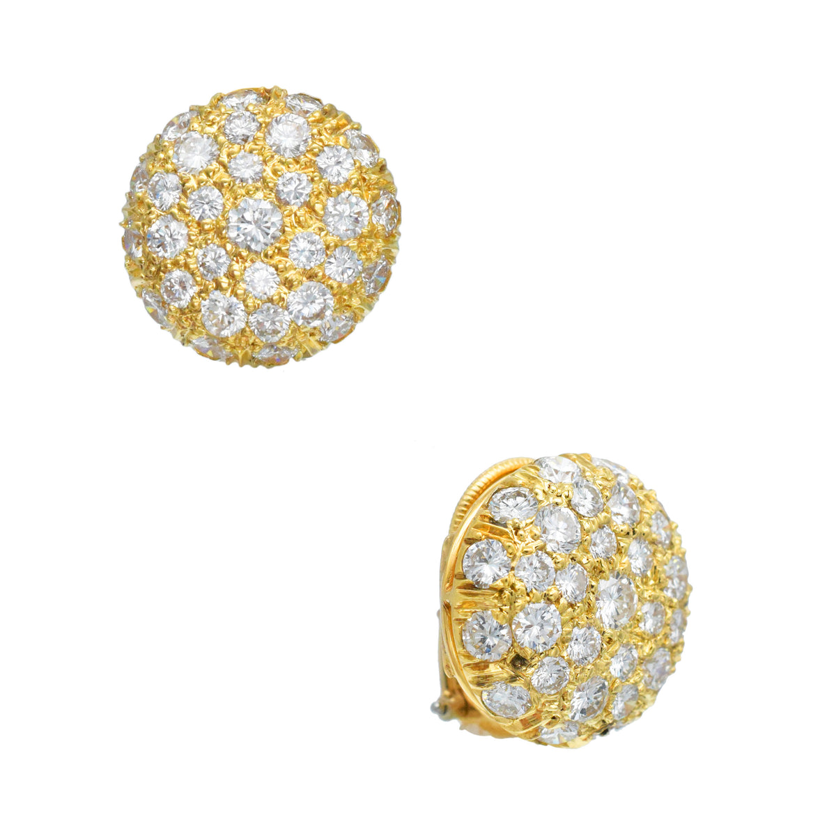 Harry Winston Diamond Button Clip On Earrings In 18k Yellow Gold By Jacques Timey