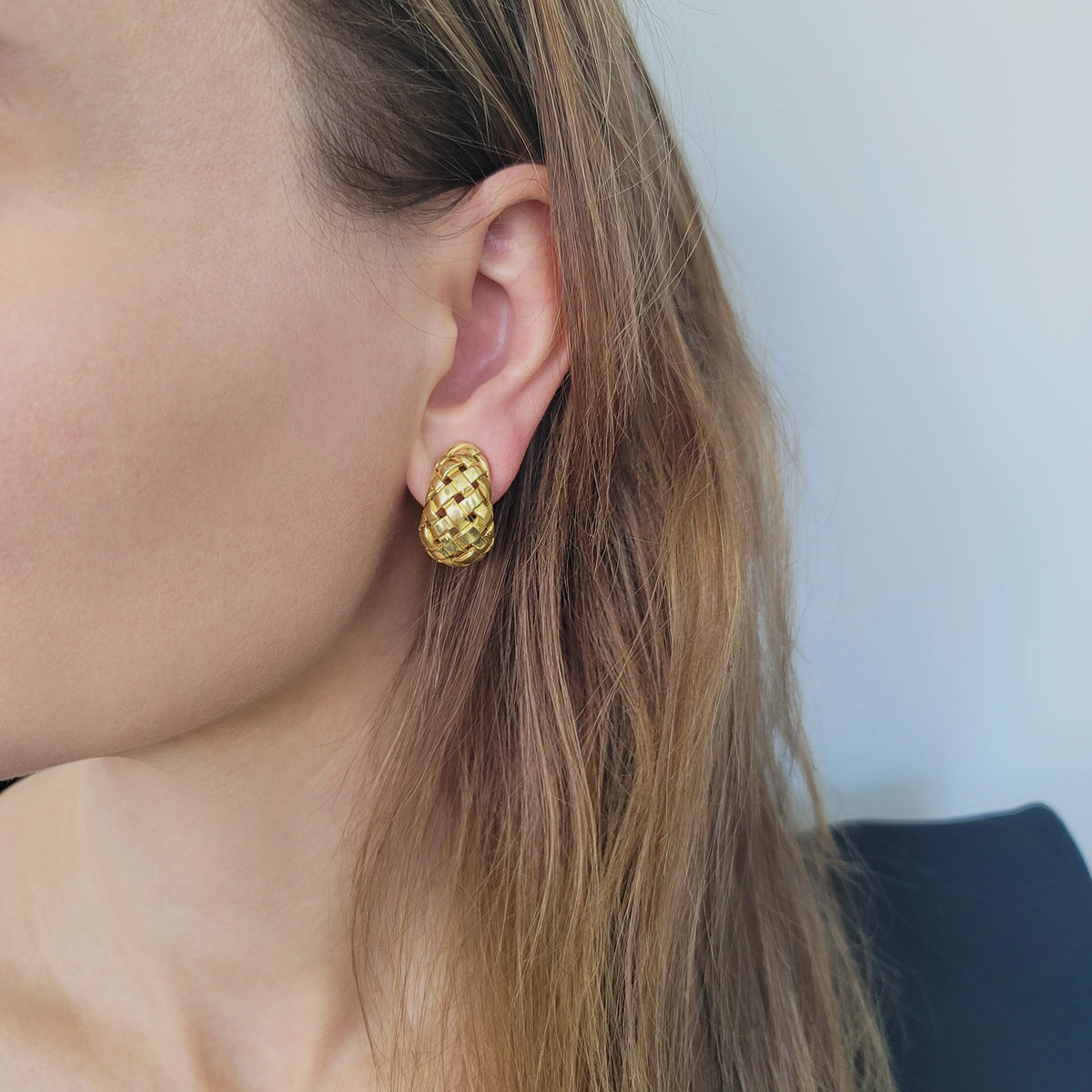 Tiffany & Co. Vannerie Ear Clip Earrings In 18k Yellow Gold
