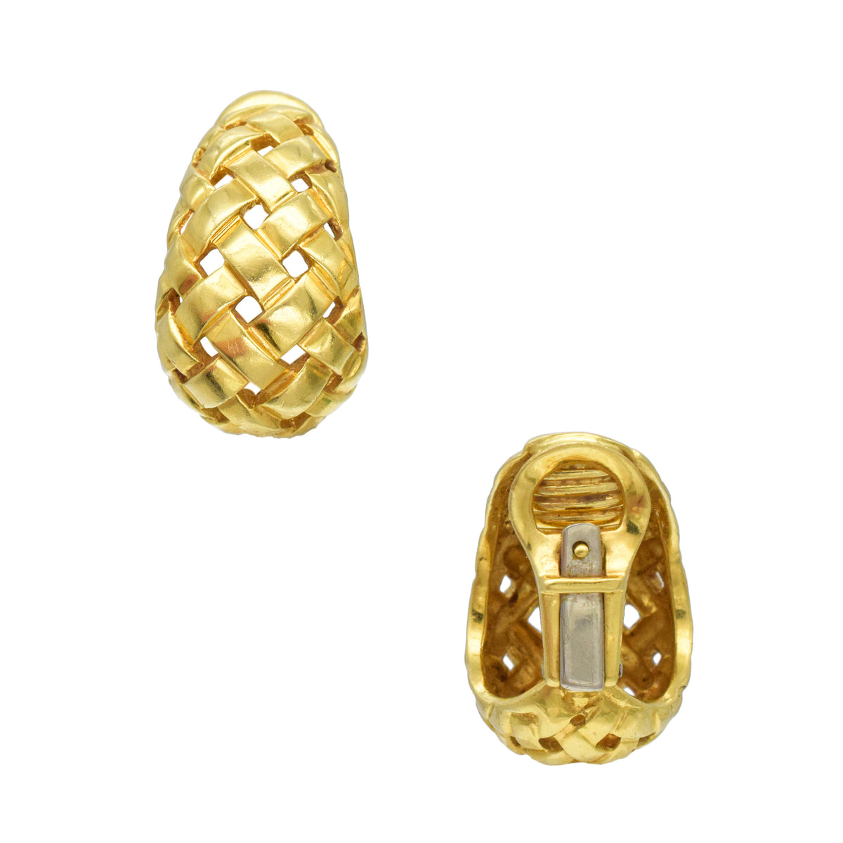 Tiffany & Co. Vannerie Ear Clip Earrings In 18k Yellow Gold