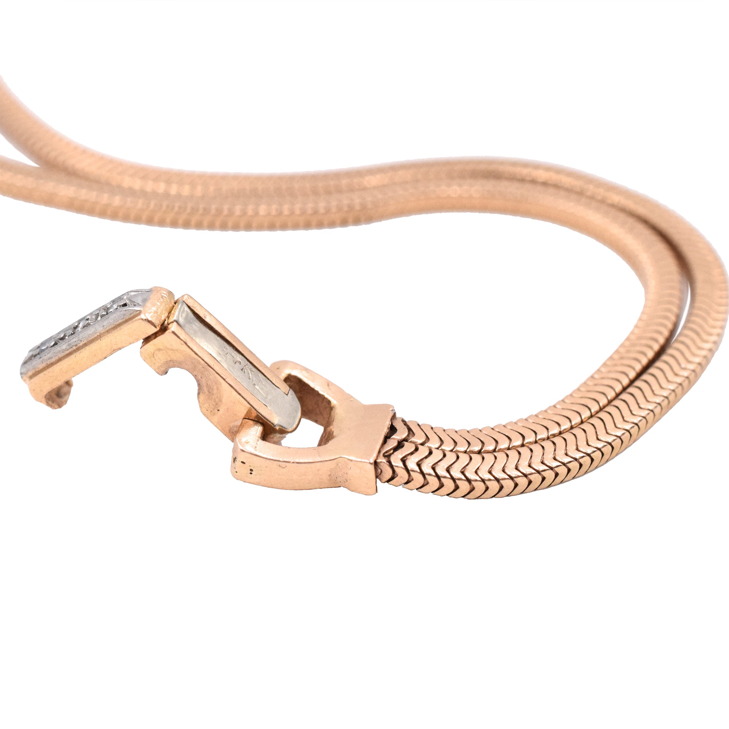 Vintage/Retro Ruby And Diamond Wrist Watch In 14k Rose Gold