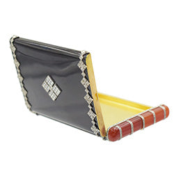 Van Cleef & Arpels Diamond, Black Enamel, and Carnelian Compact In 18k Gold & Platinum