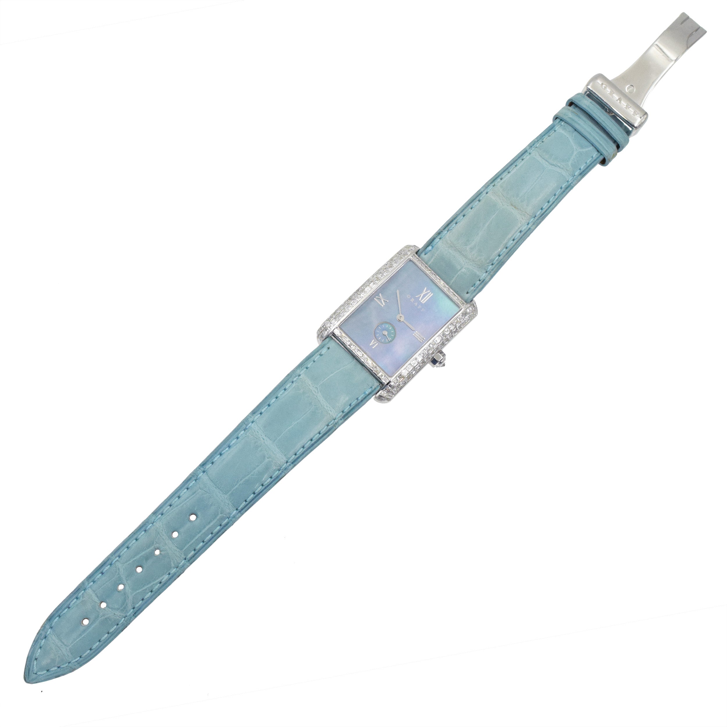 Graff Mother of Pearl and diamond wristwatch.
