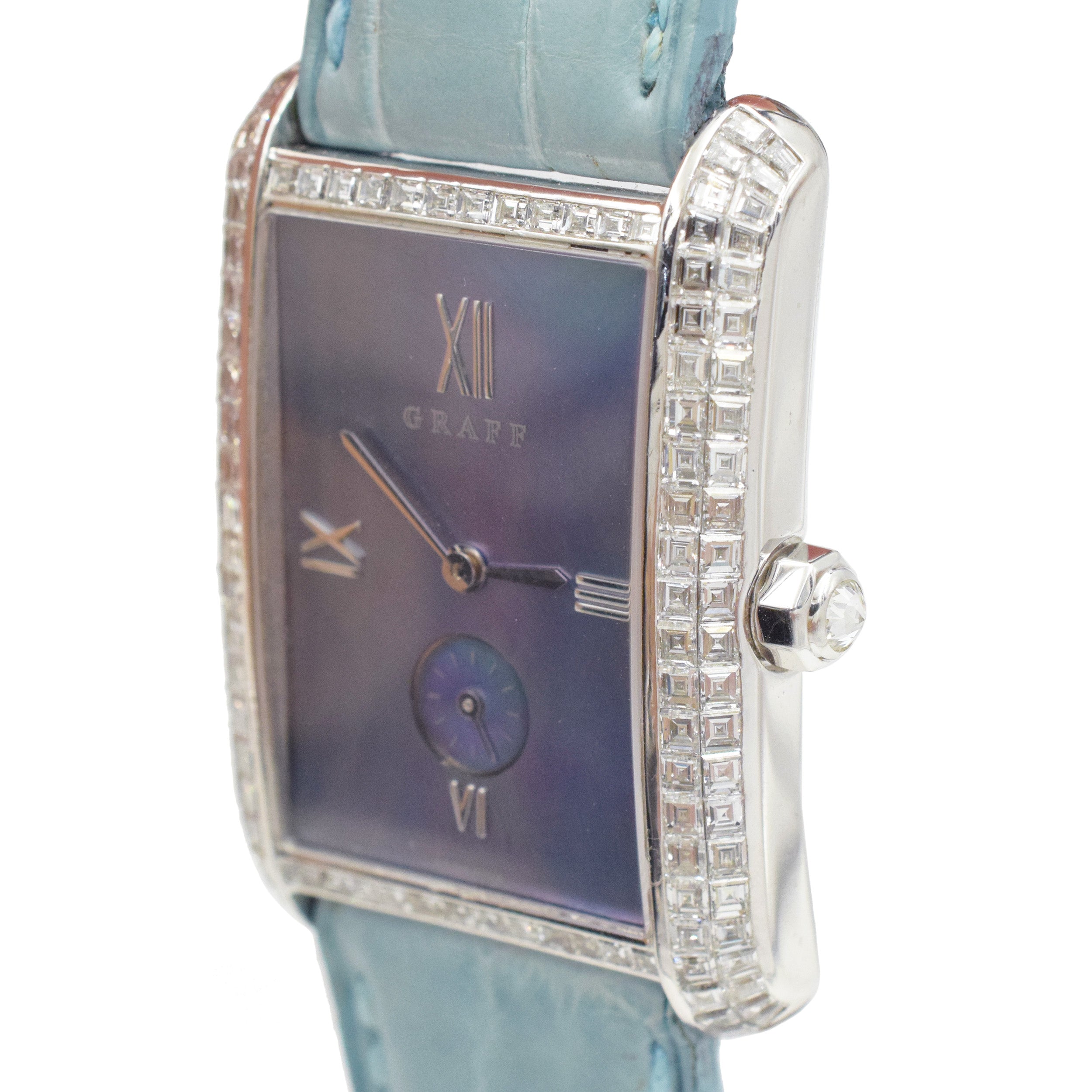 Graff Mother of Pearl and diamond wristwatch.