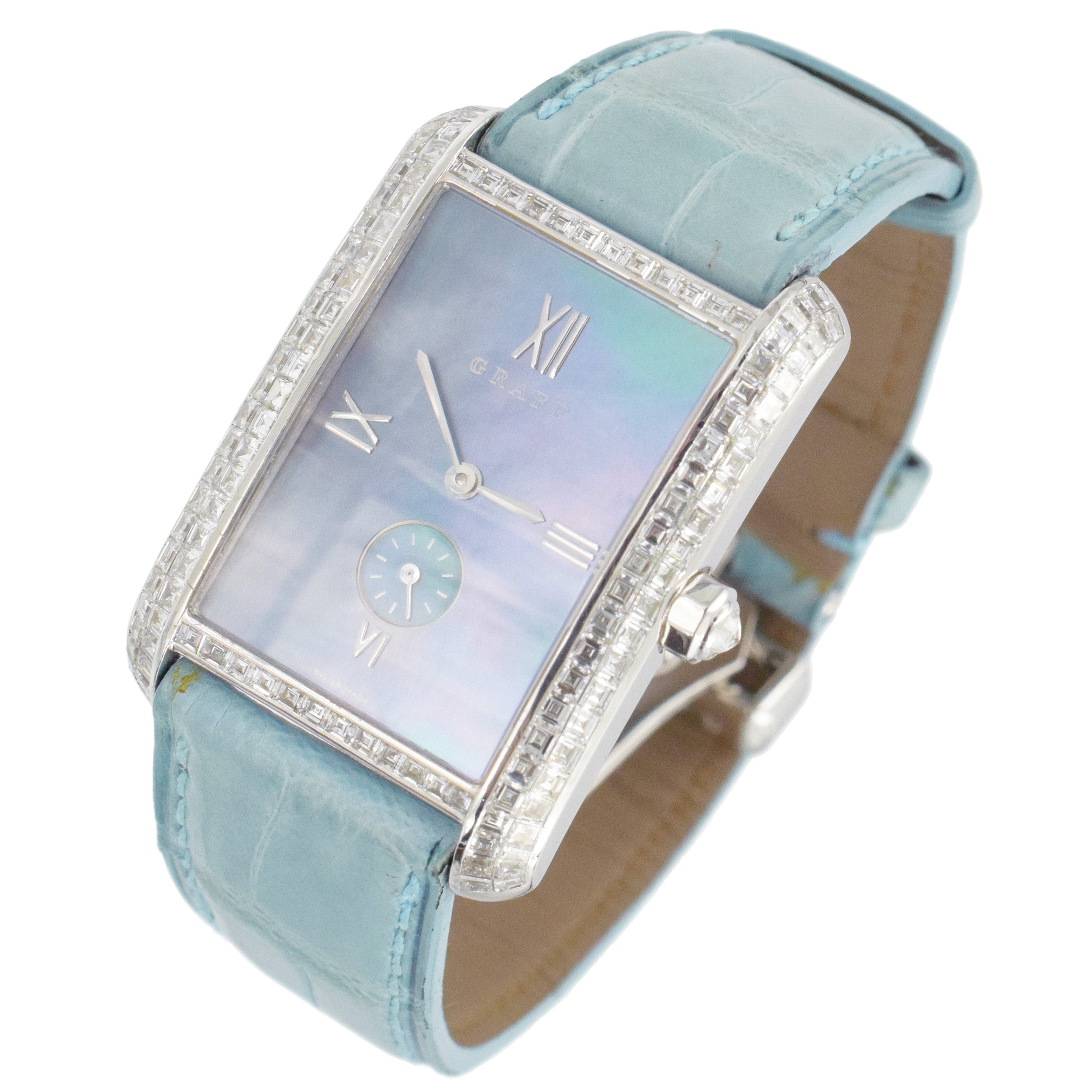 Graff Mother of Pearl and diamond wristwatch.