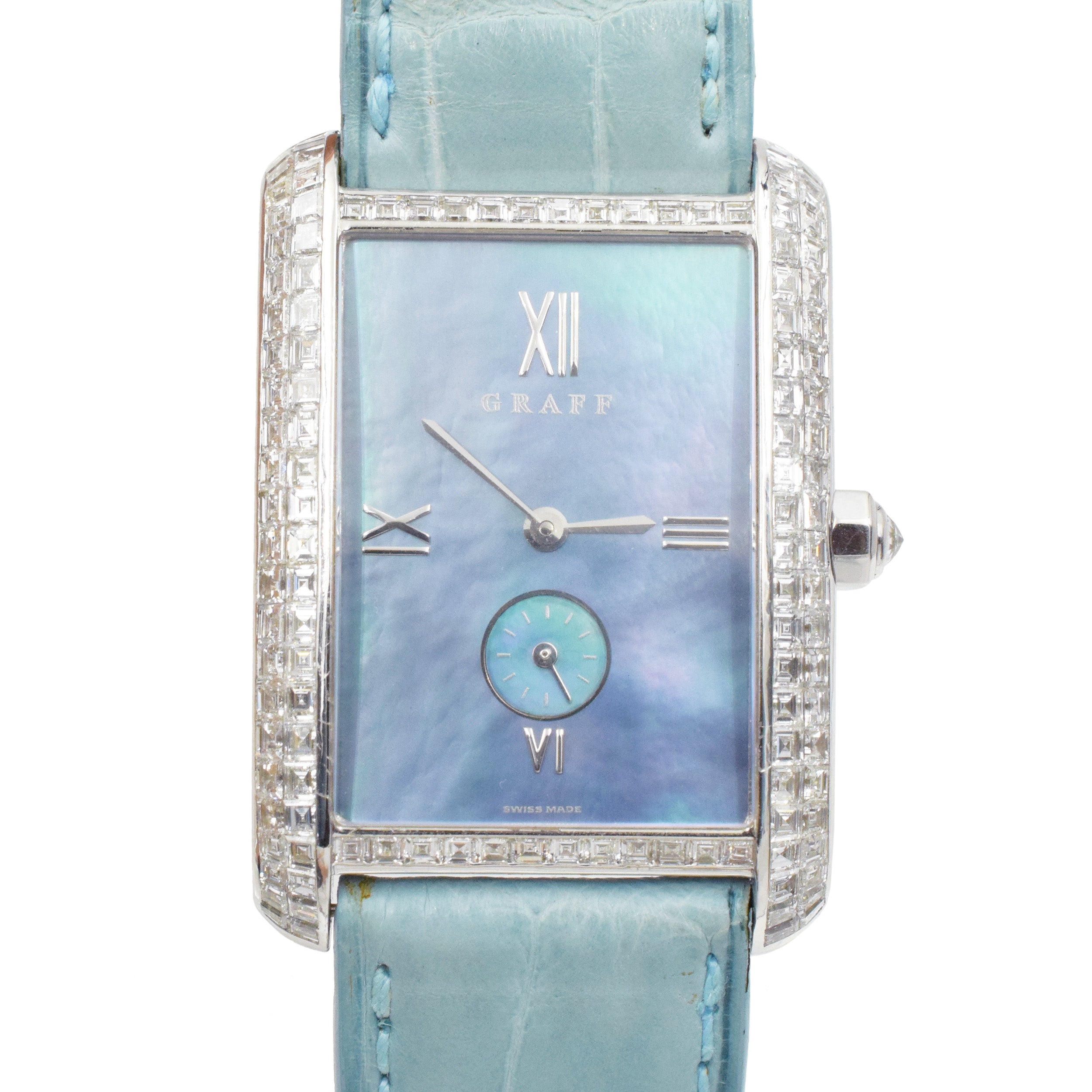 Graff Mother of Pearl and diamond wristwatch.