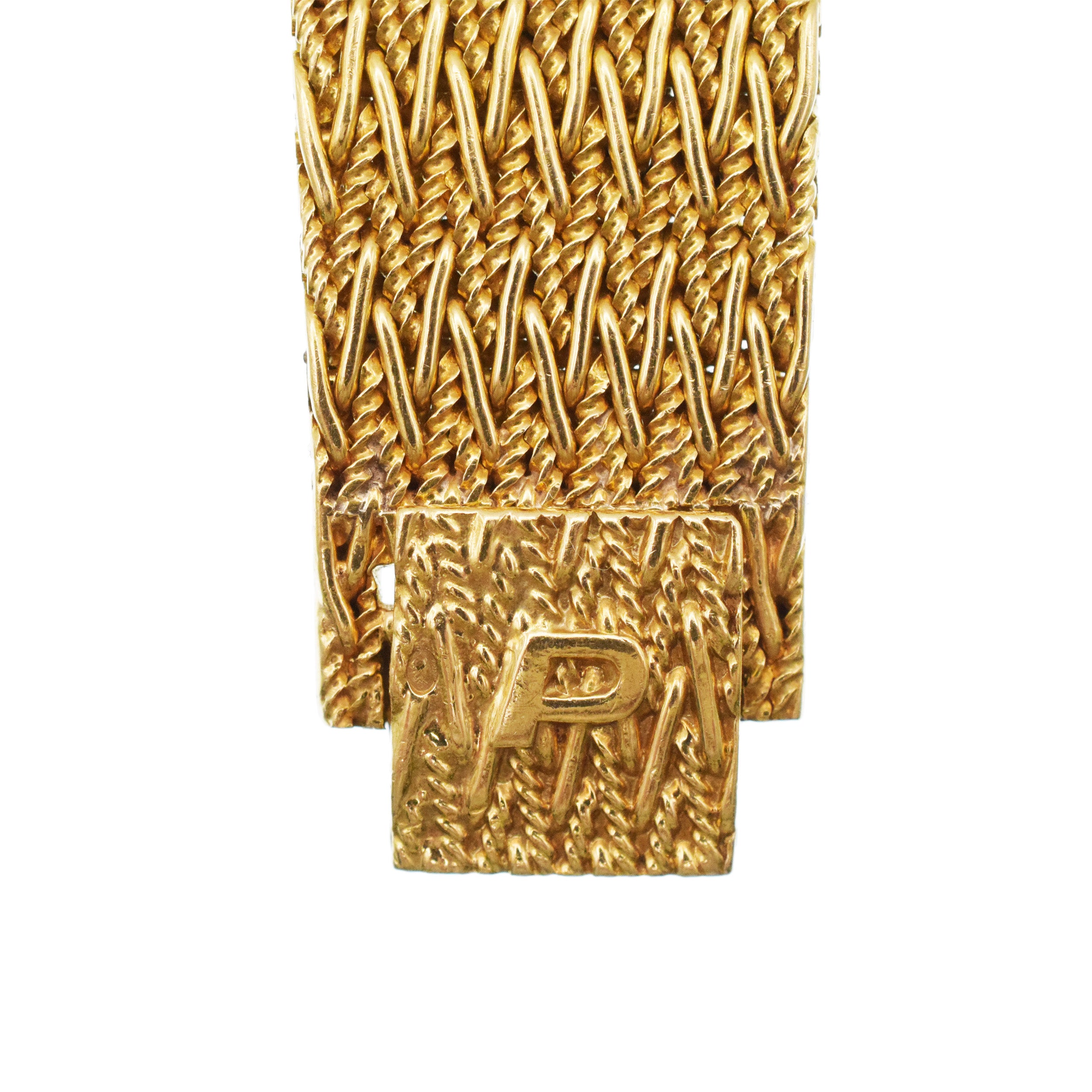 Piaget 18k Yellow Gold Hexagon Wrist Watch With Diamond And Tiger Eye Accents