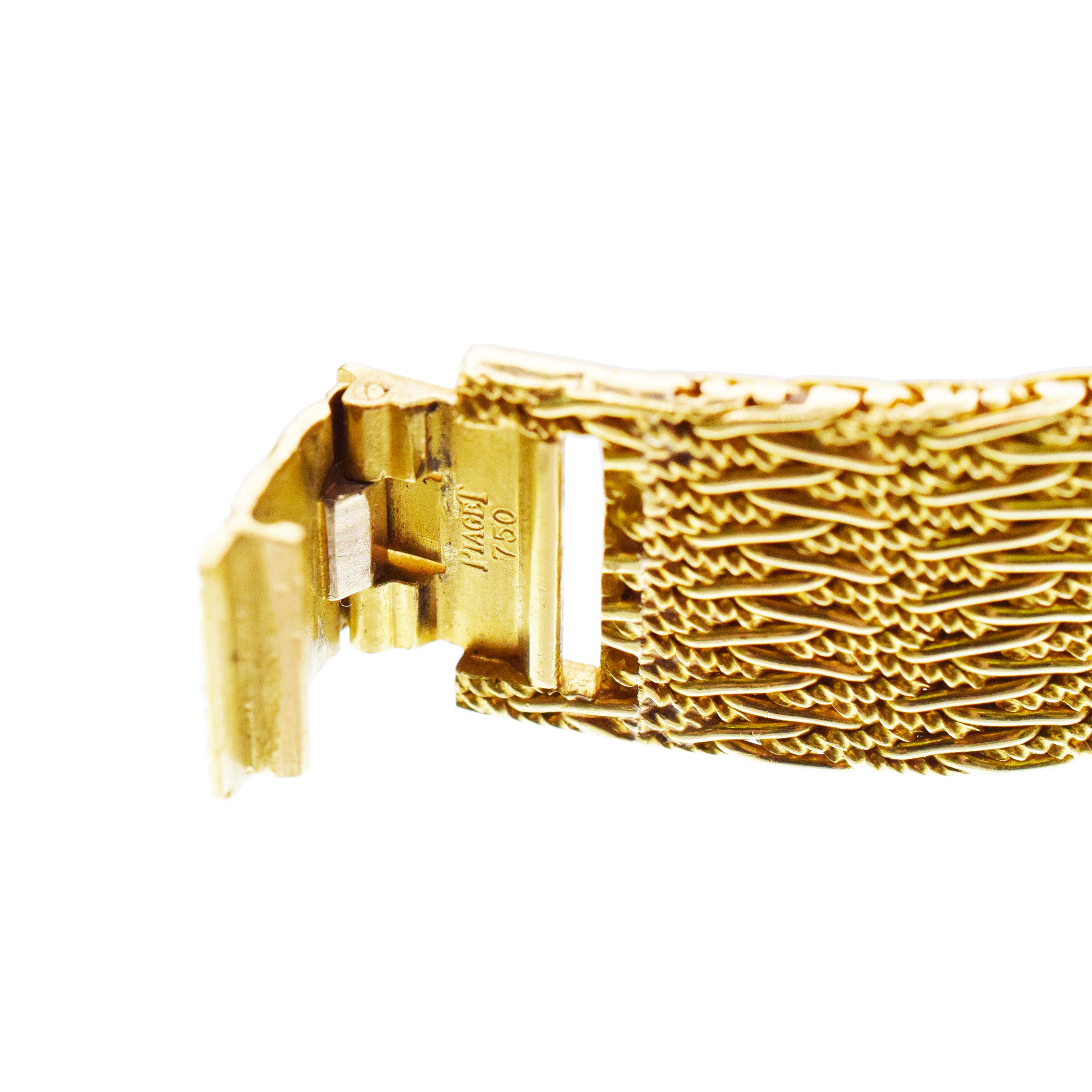 Piaget 18k Yellow Gold Hexagon Wrist Watch With Diamond And Tiger Eye Accents