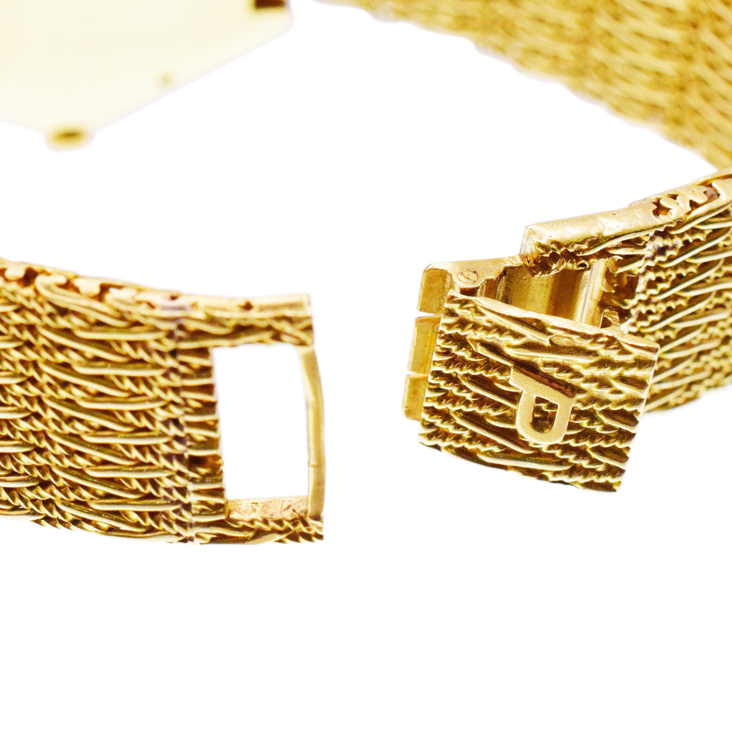 Piaget 18k Yellow Gold Hexagon Wrist Watch With Diamond And Tiger Eye Accents