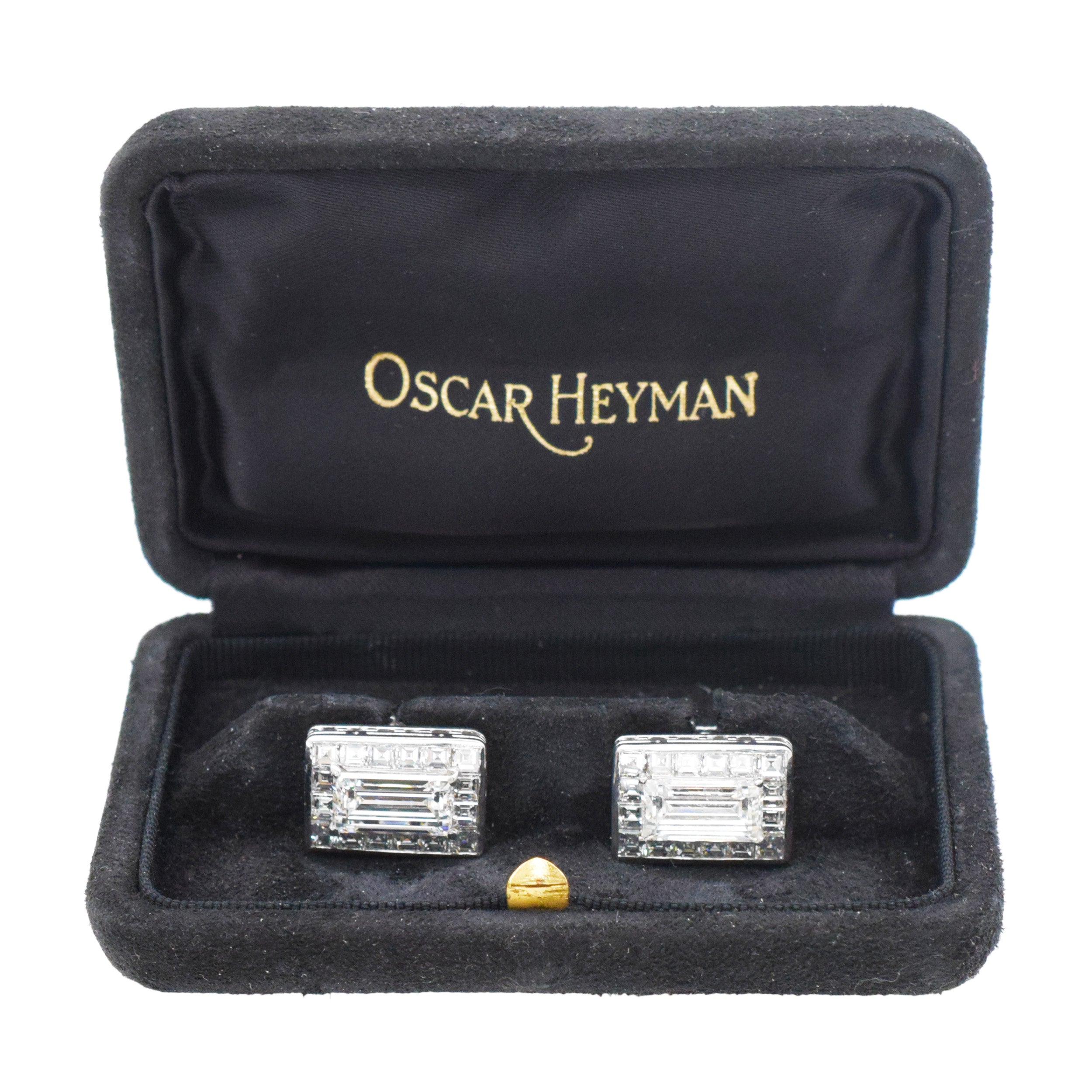 Oscar Heyman Rectangular Step Cut Diamond Cufflinks In Platinum