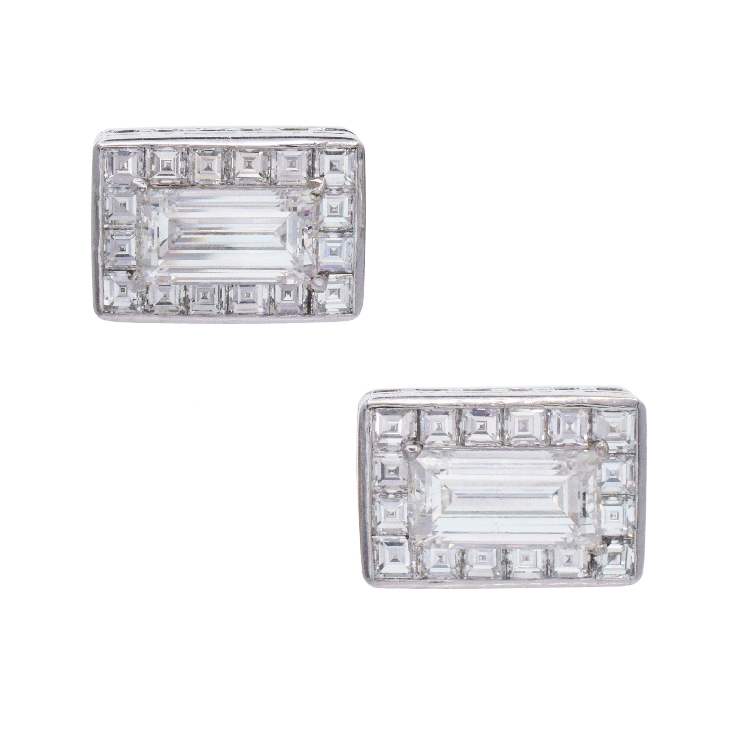Oscar Heyman Rectangular Step Cut Diamond Cufflinks In Platinum