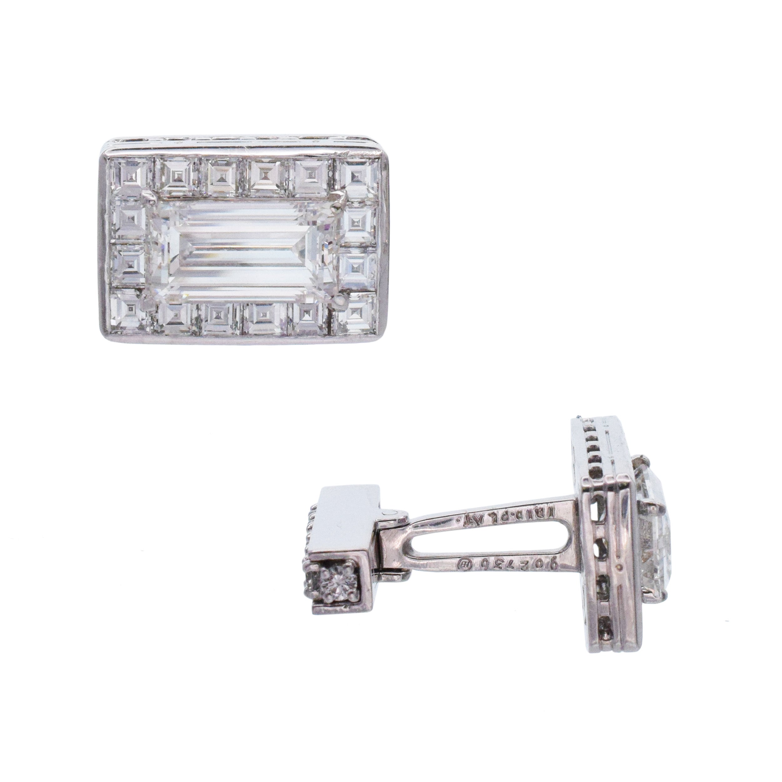 Oscar Heyman Rectangular Step Cut Diamond Cufflinks In Platinum