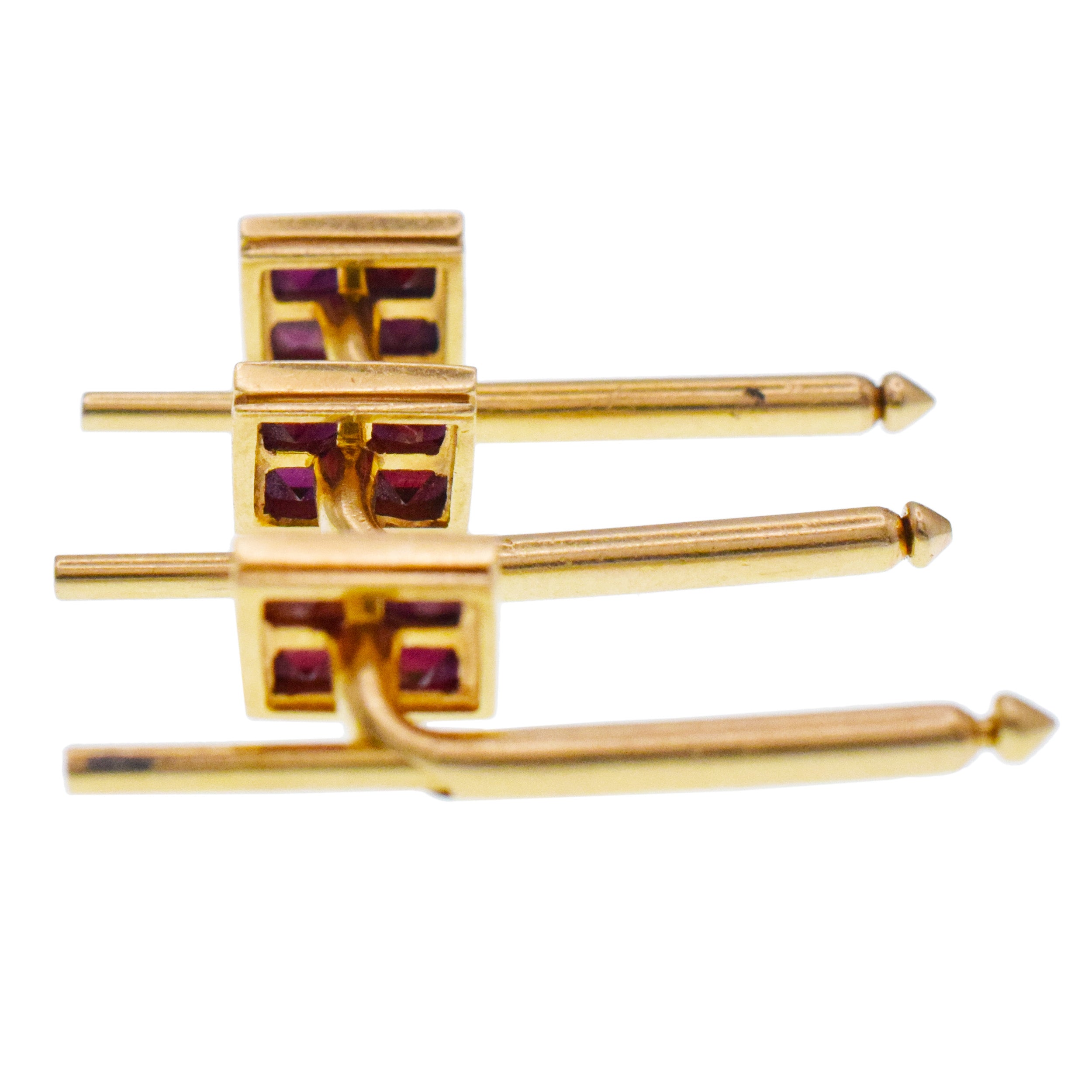 Square Ruby Cufflinks And Tiffany & Co Shirt Studs In 14k Yellow Gold