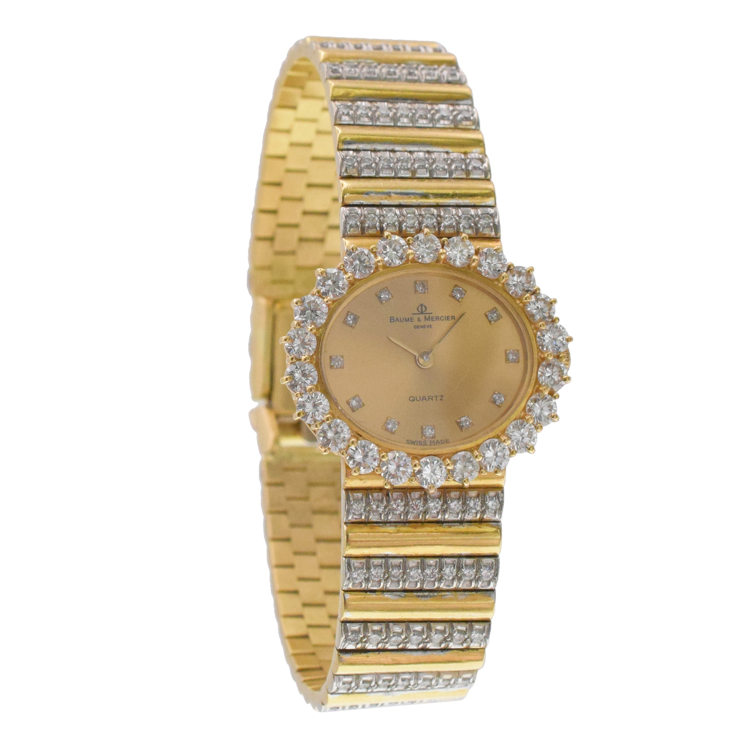 Baume & Mercier 18K Yellow Gold And Damond Wrist Watch