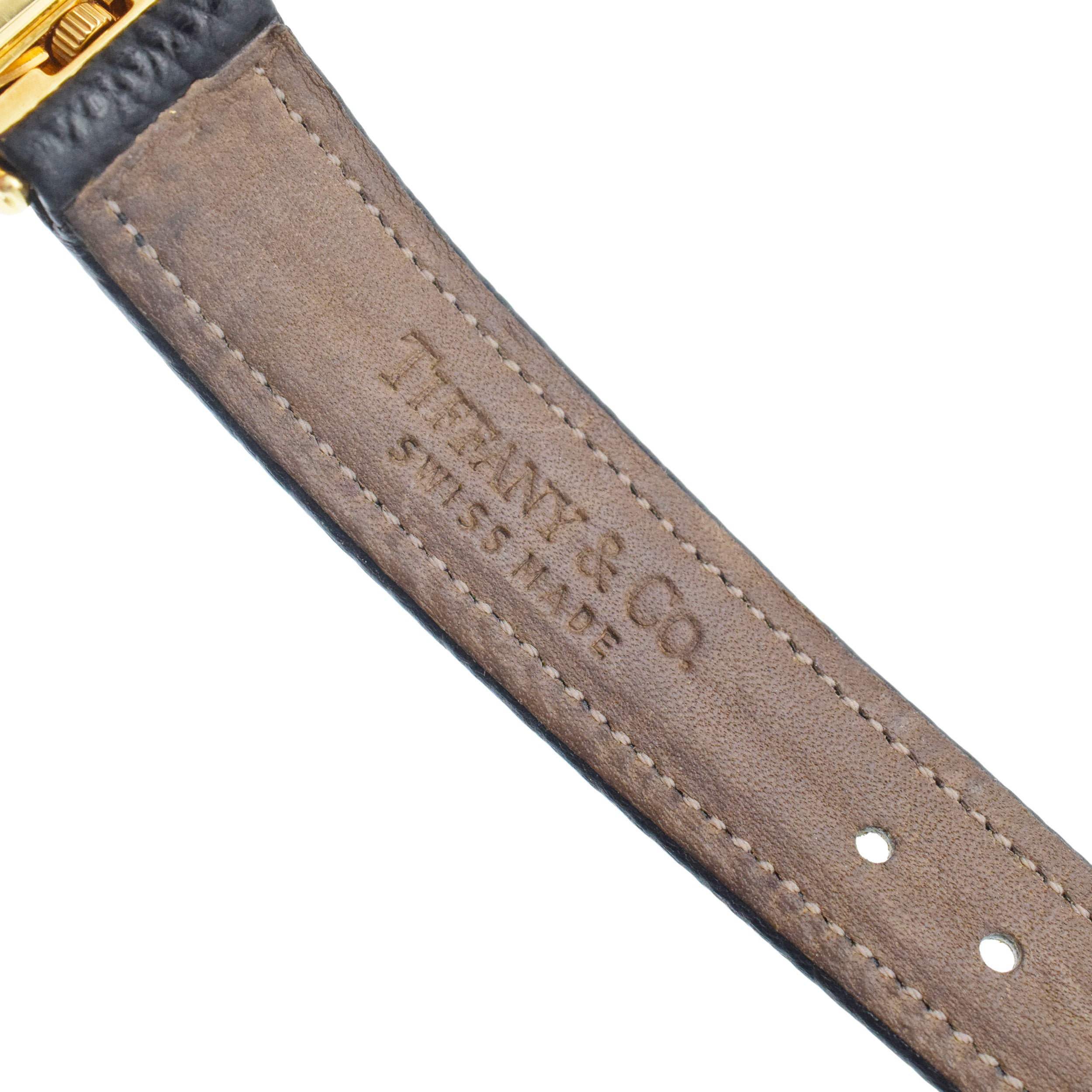 Tiffany& Co. Dual Zone Wrist Watch In 18k Yellow Gold With Lather Strap