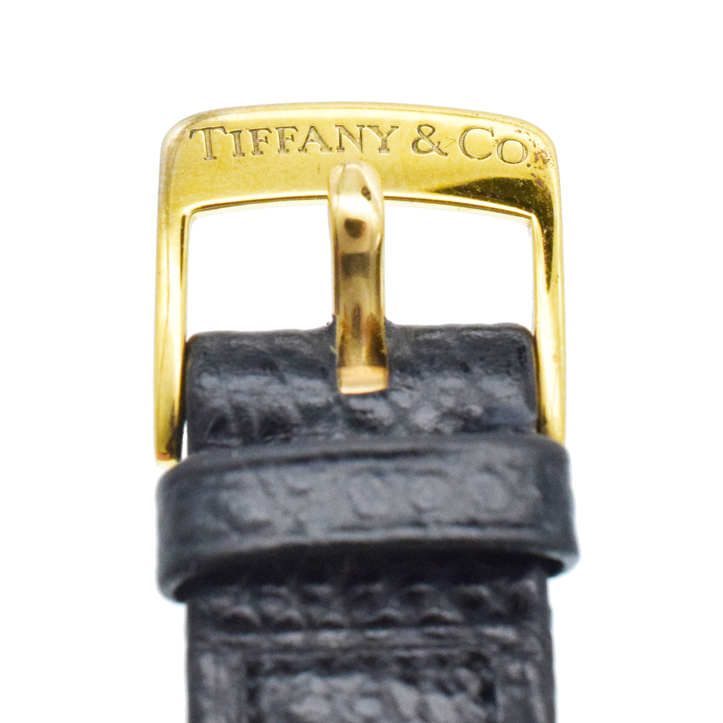 Tiffany& Co. Dual Zone Wrist Watch In 18k Yellow Gold With Lather Strap