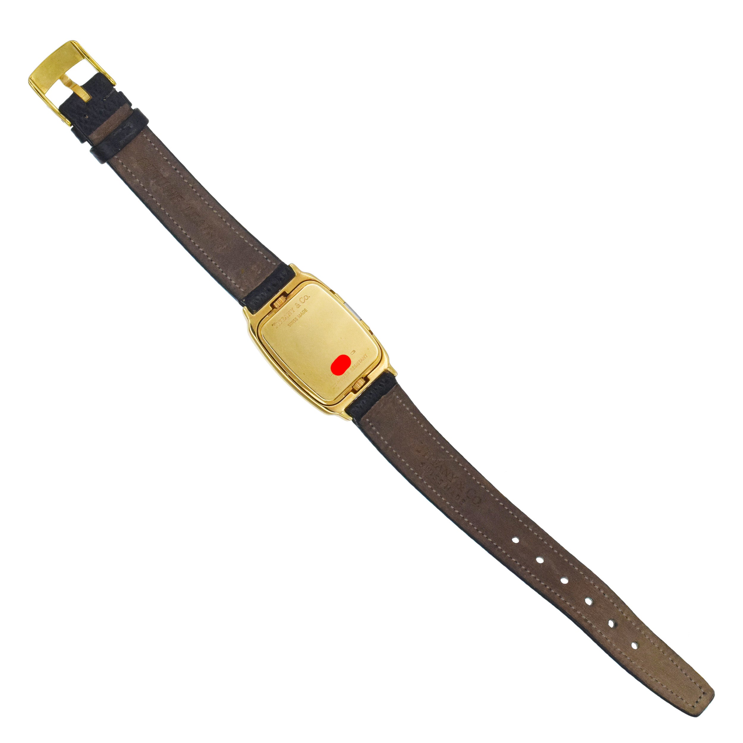 Tiffany& Co. Dual Zone Wrist Watch In 18k Yellow Gold With Lather Strap