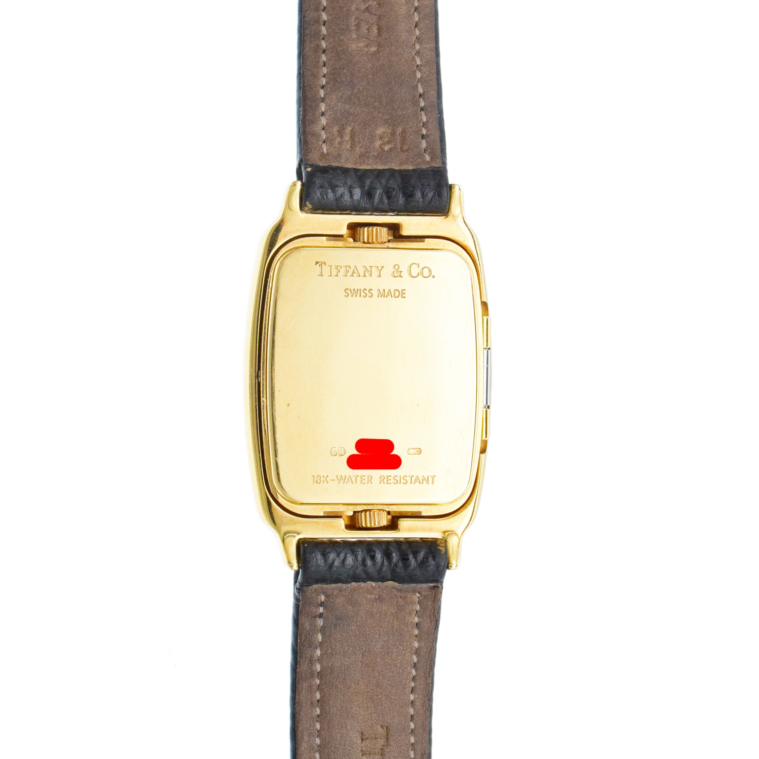Tiffany& Co. Dual Zone Wrist Watch In 18k Yellow Gold With Lather Strap