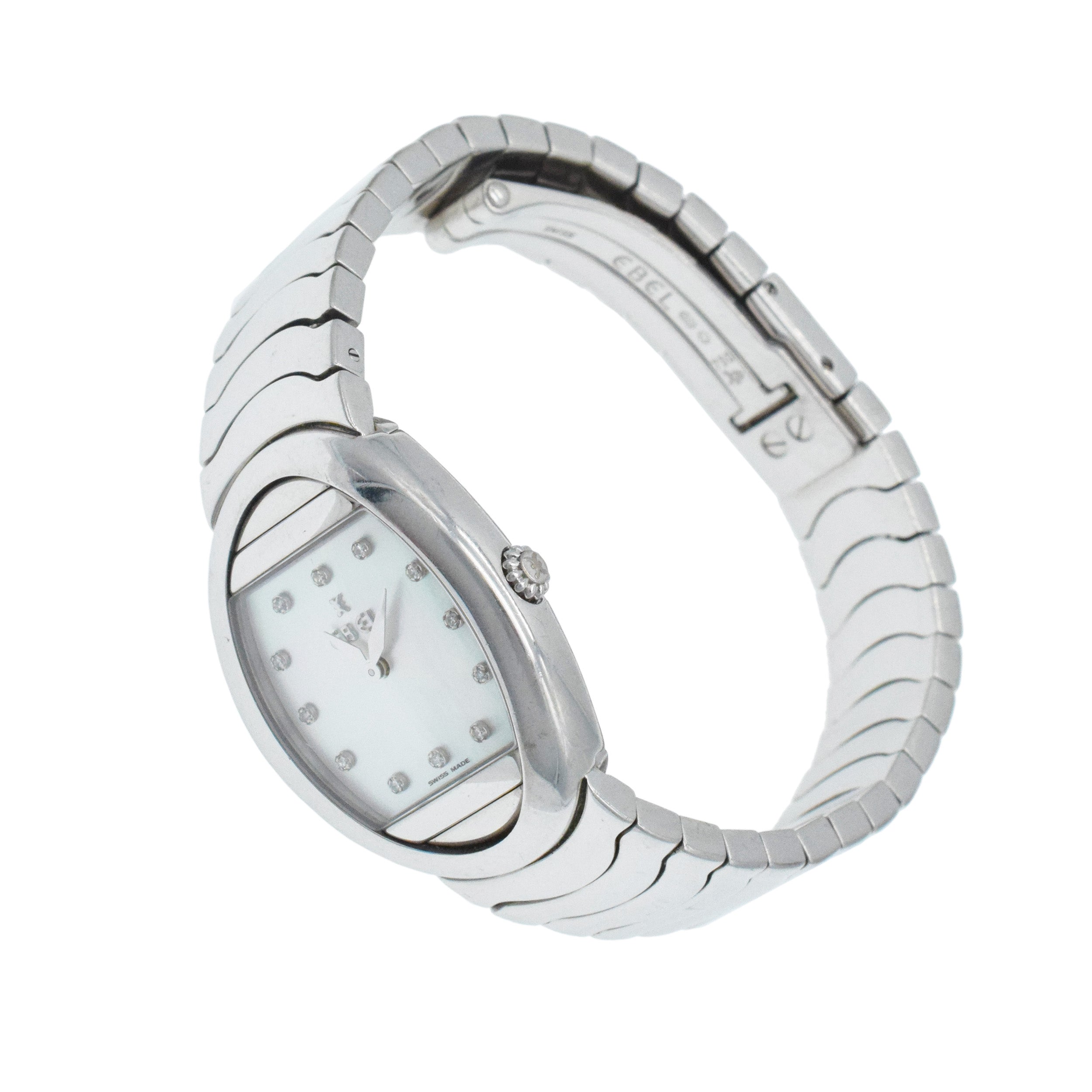 Edel Satya 18k White Gold Watch With Diamonds And Mother Of Pearl