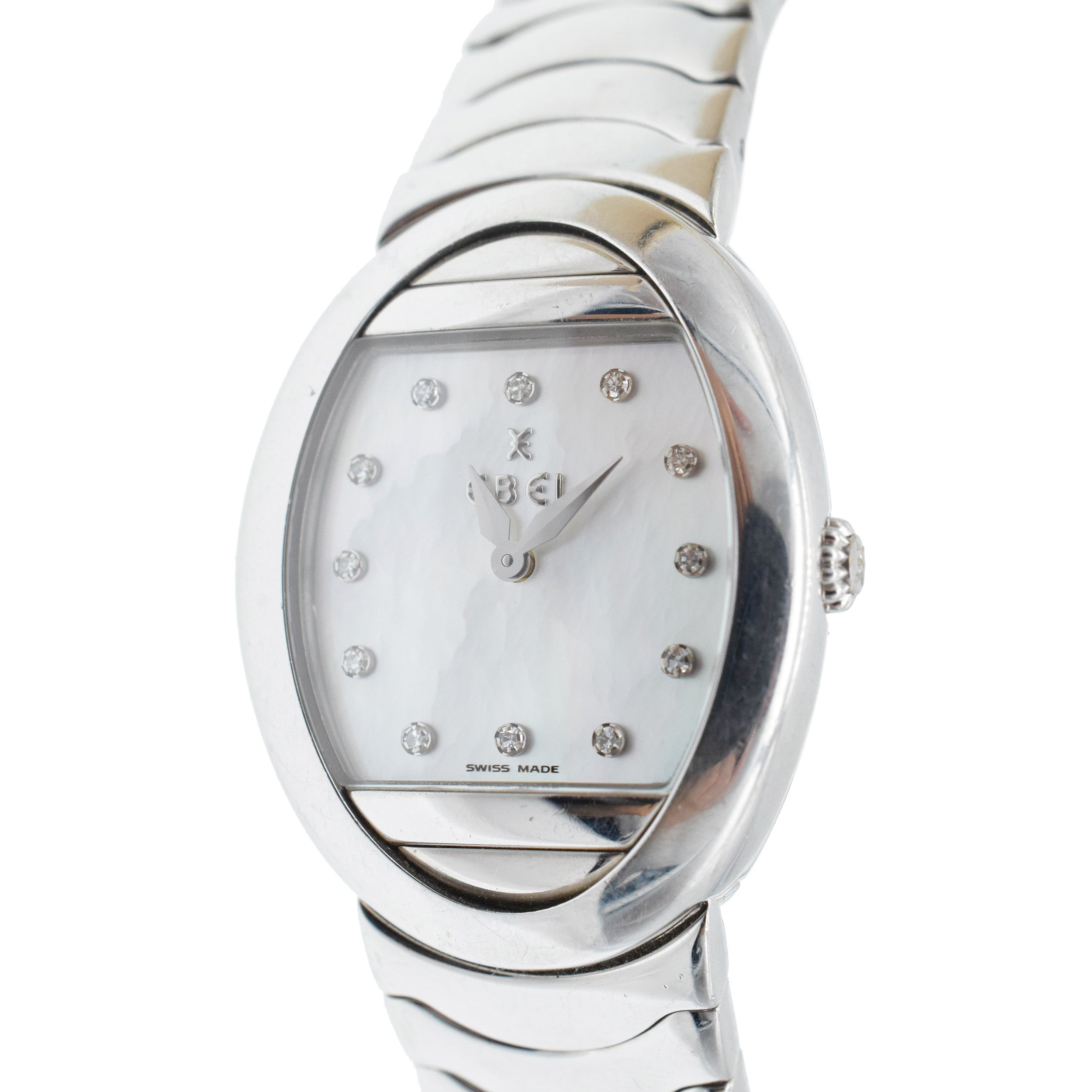 Edel Satya 18k White Gold Watch With Diamonds And Mother Of Pearl