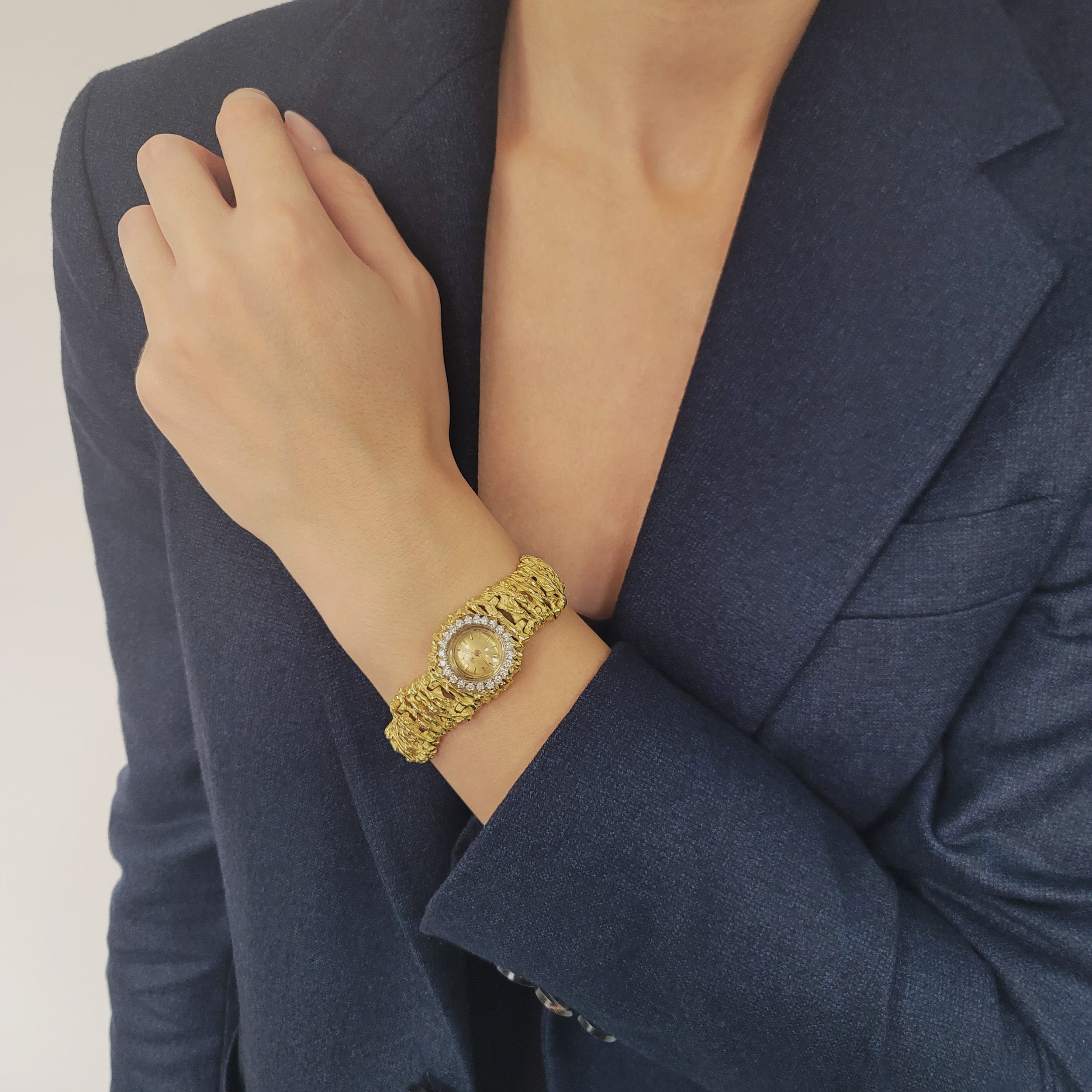 Ebel Lady's Gold and Diamond Cocktail Wristwatch In 18k Yellow Gold