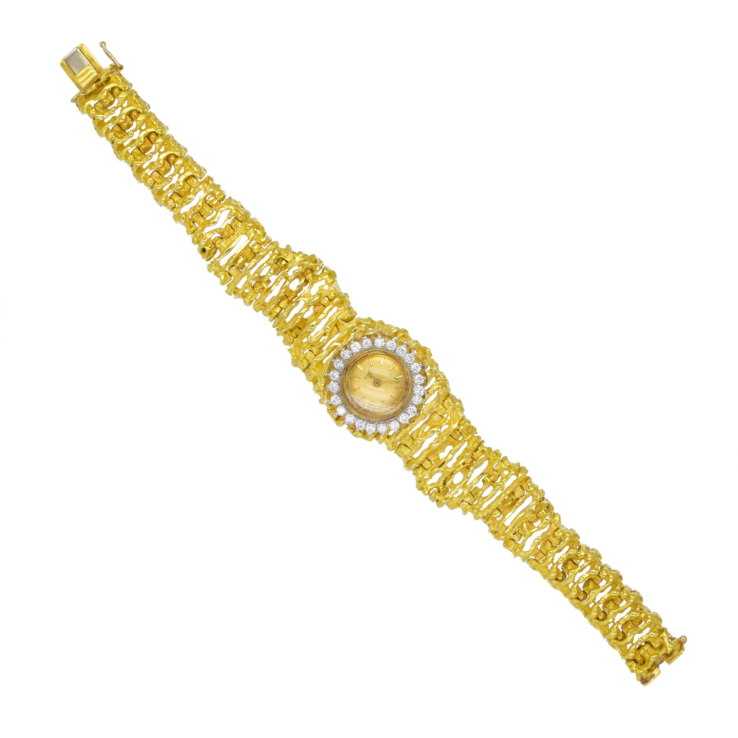 Ebel Lady's Gold and Diamond Cocktail Wristwatch In 18k Yellow Gold