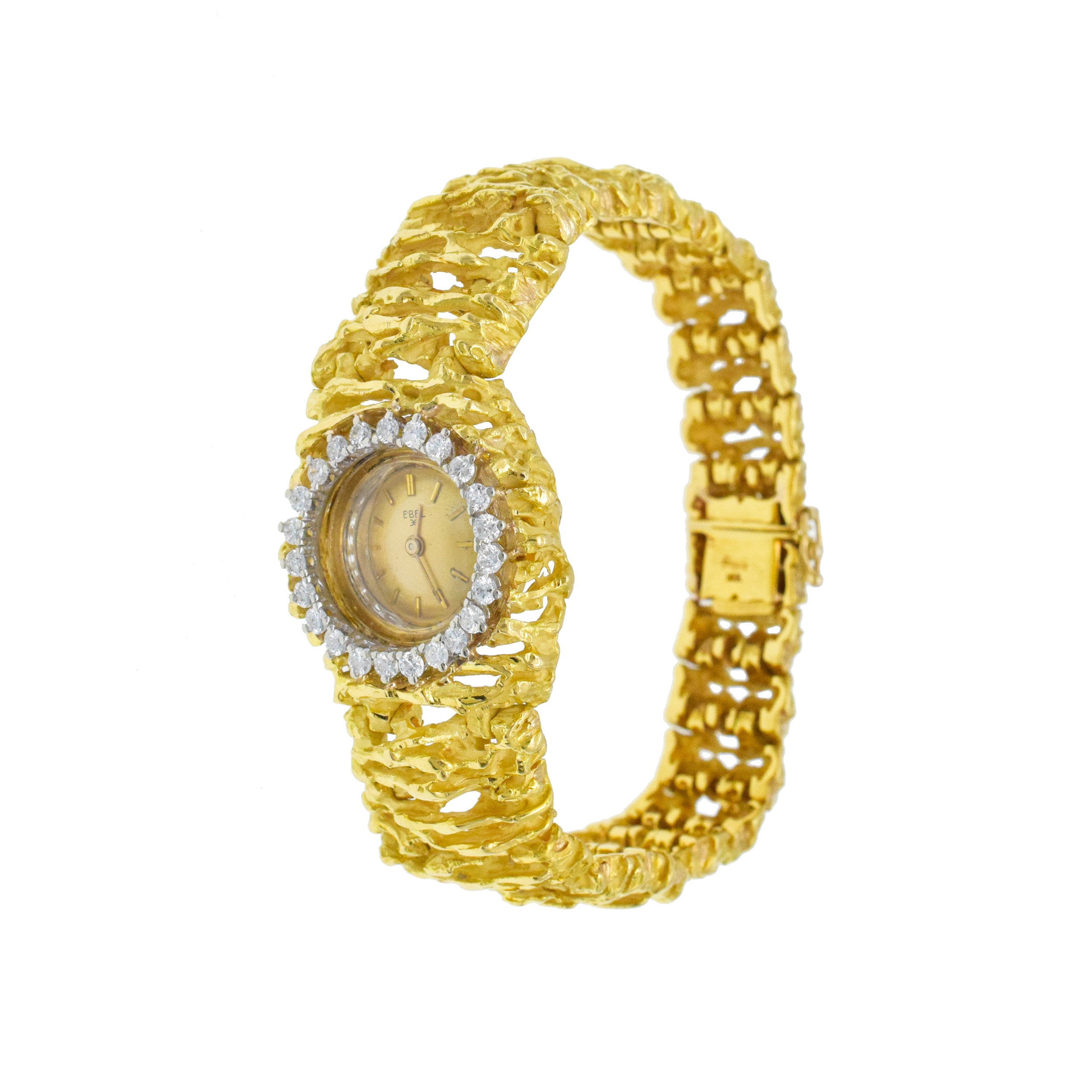 Ebel Lady's Gold and Diamond Cocktail Wristwatch In 18k Yellow Gold