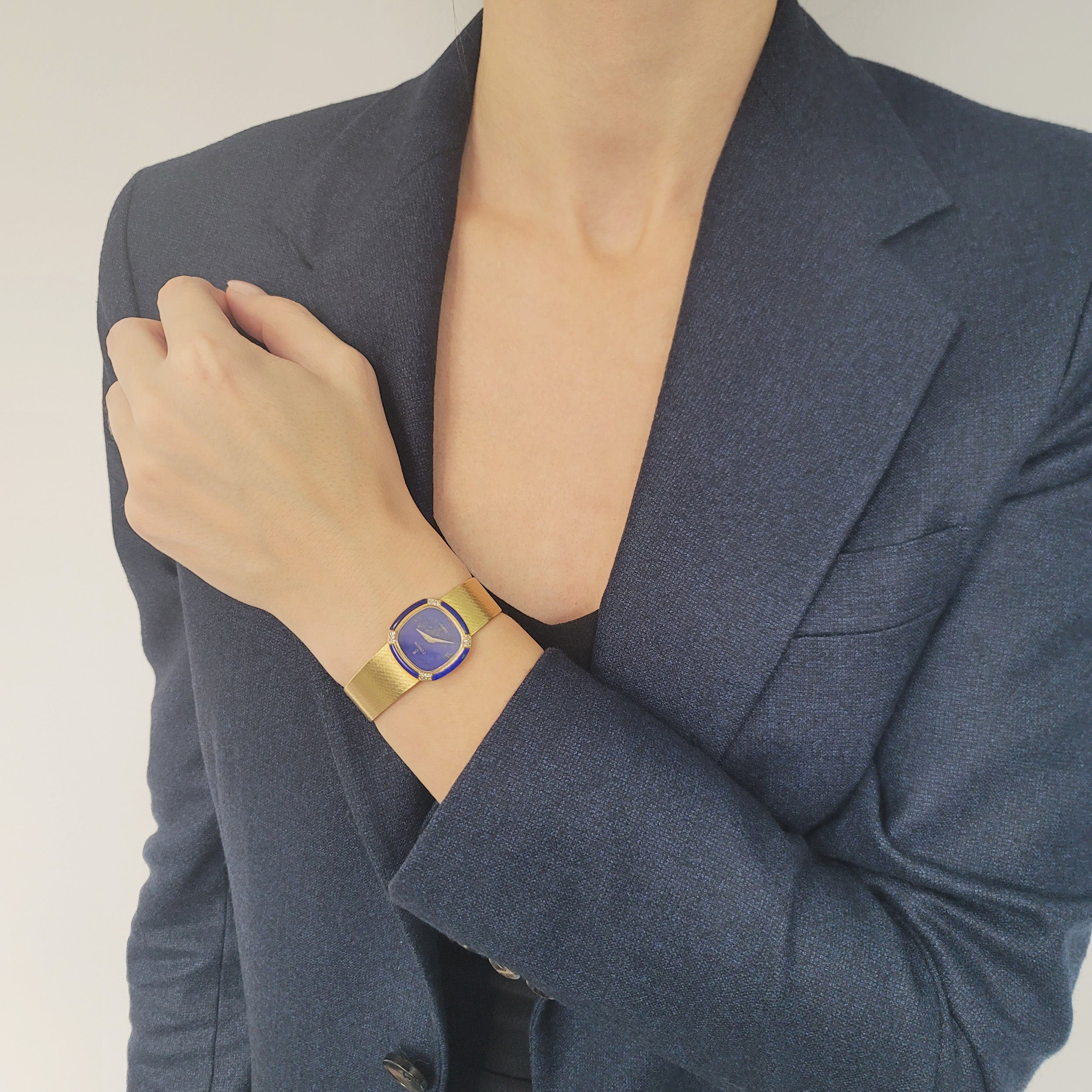 Corum Lapis Lazuli And Diamond Ladies Wrist Watch In 18k Yellow Gold