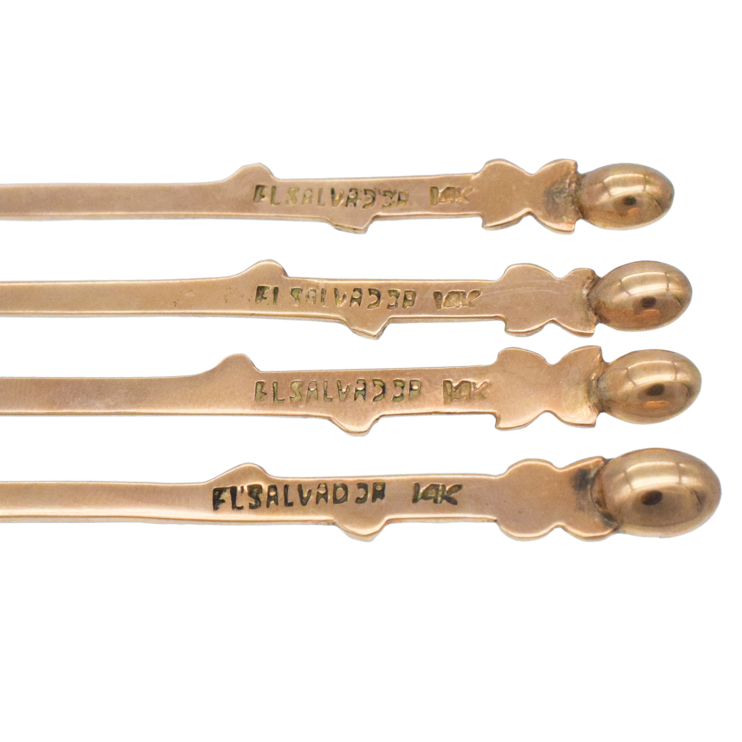 Four 14k Gold Coffee Plant Motif Tea Spoons