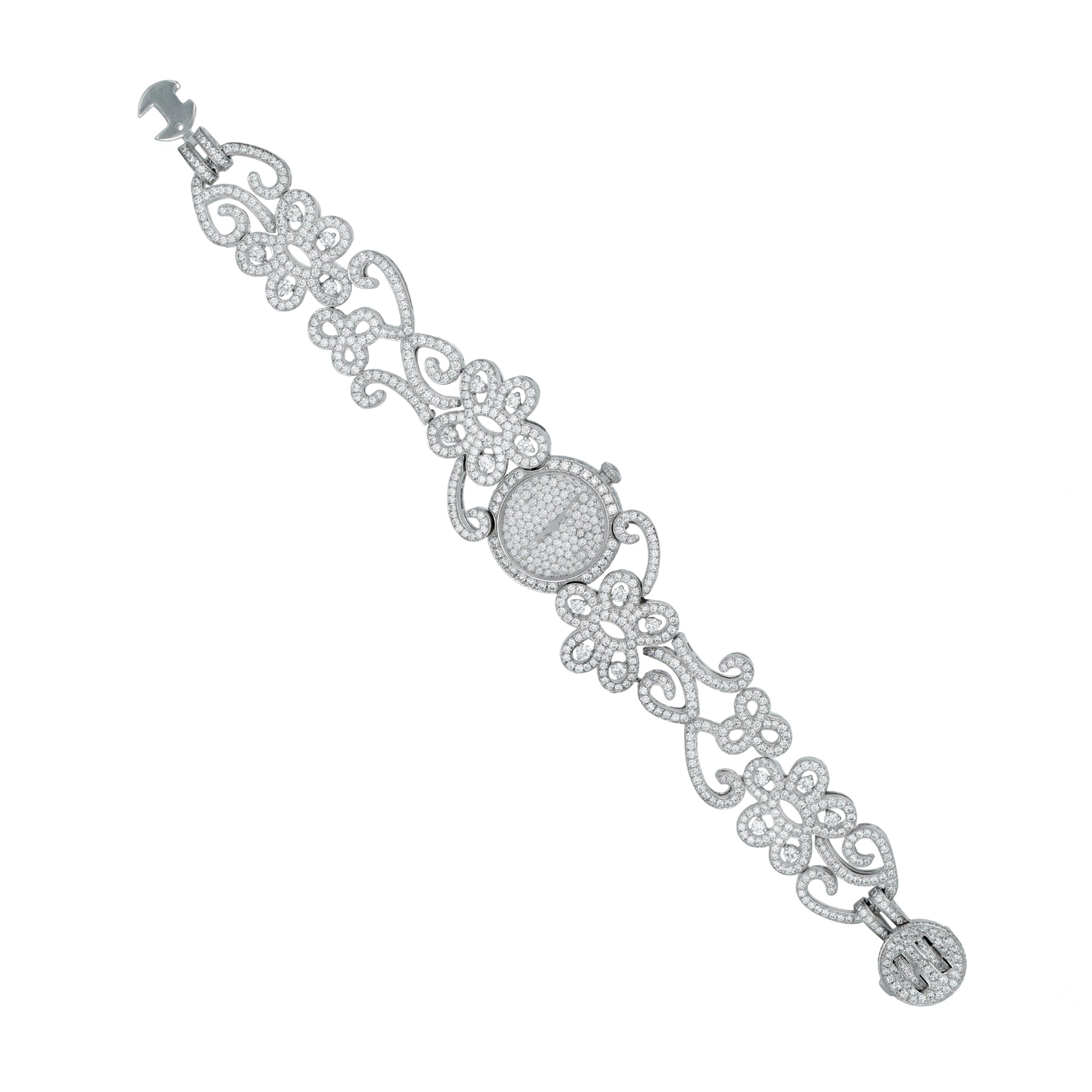 Van Cleef & Arpels Diamond "Dentelle" Watch In 18k White Gold