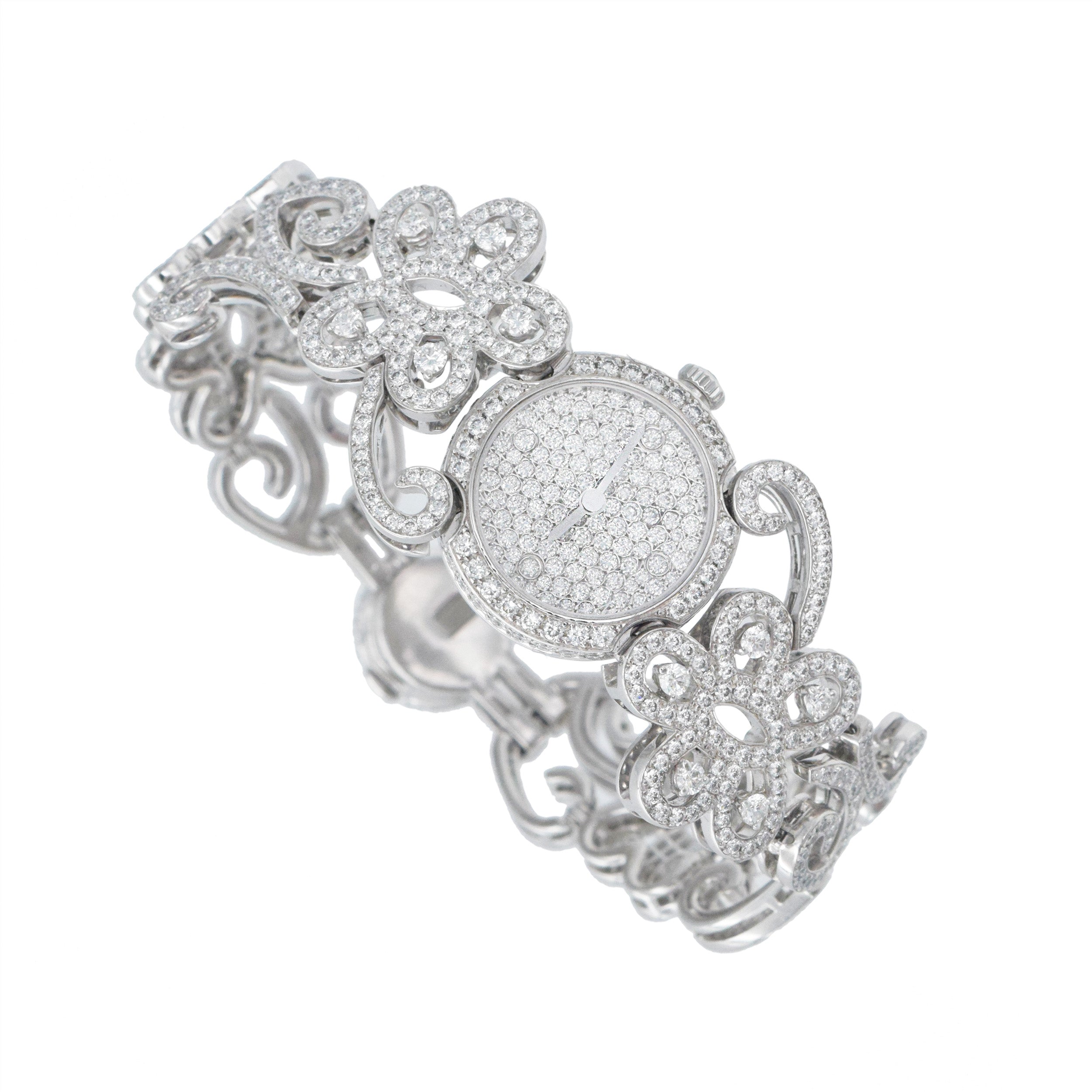 Van Cleef & Arpels Diamond "Dentelle" Watch In 18k White Gold