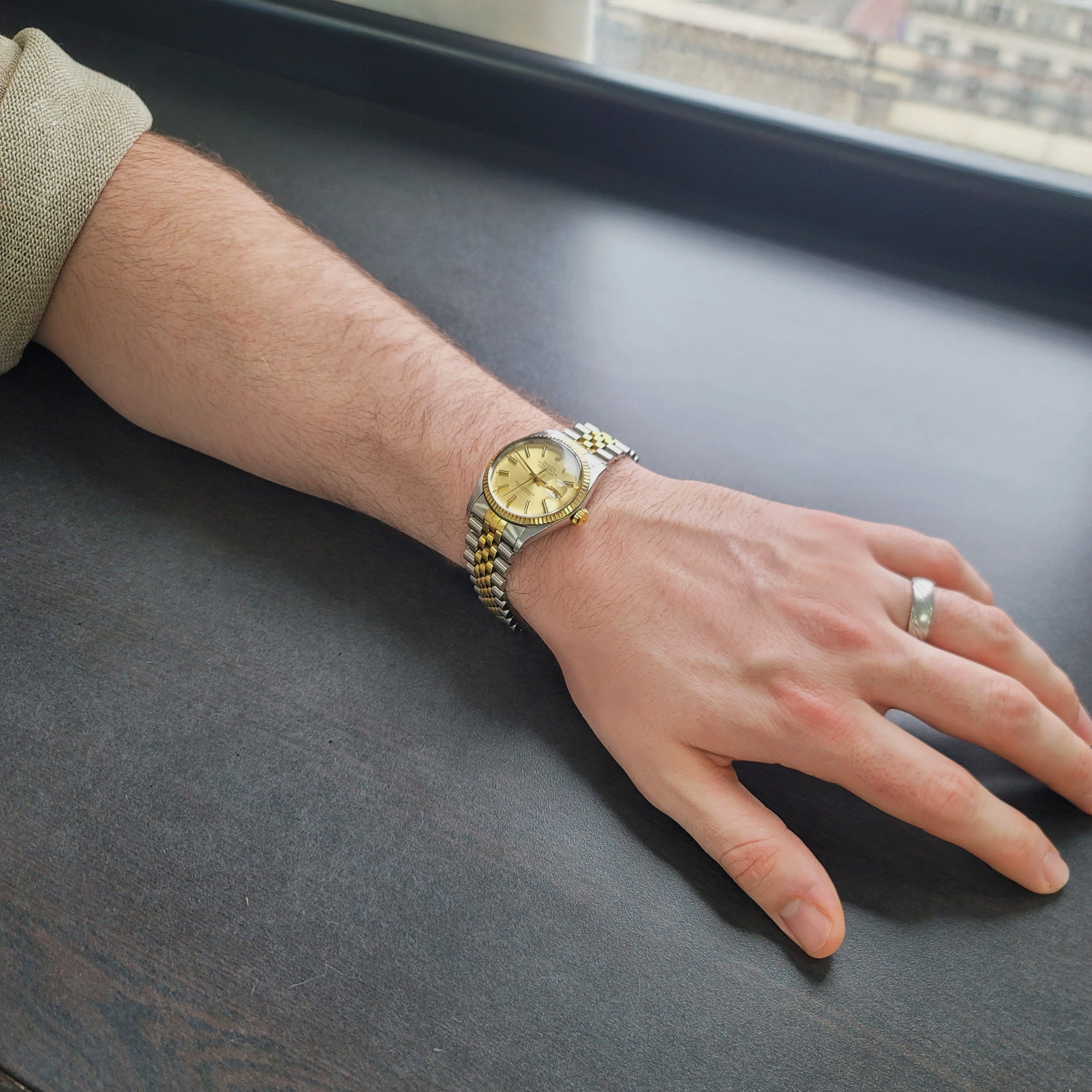 Rolex Vintage Men's 'Datejust' Wristwatch In 18k Yellow Gold And Stainless Steel