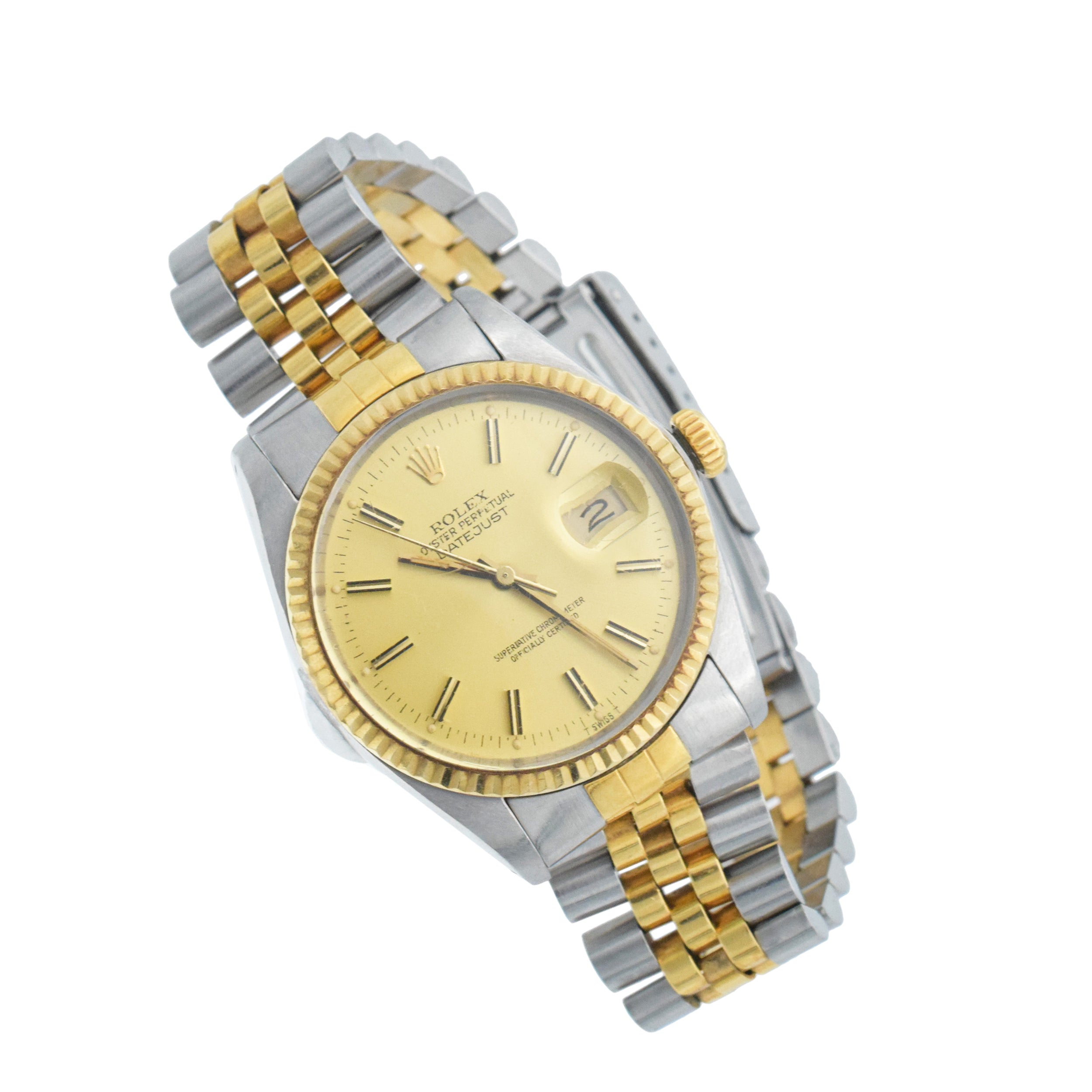 Rolex Vintage Men's 'Datejust' Wristwatch In 18k Yellow Gold And Stainless Steel