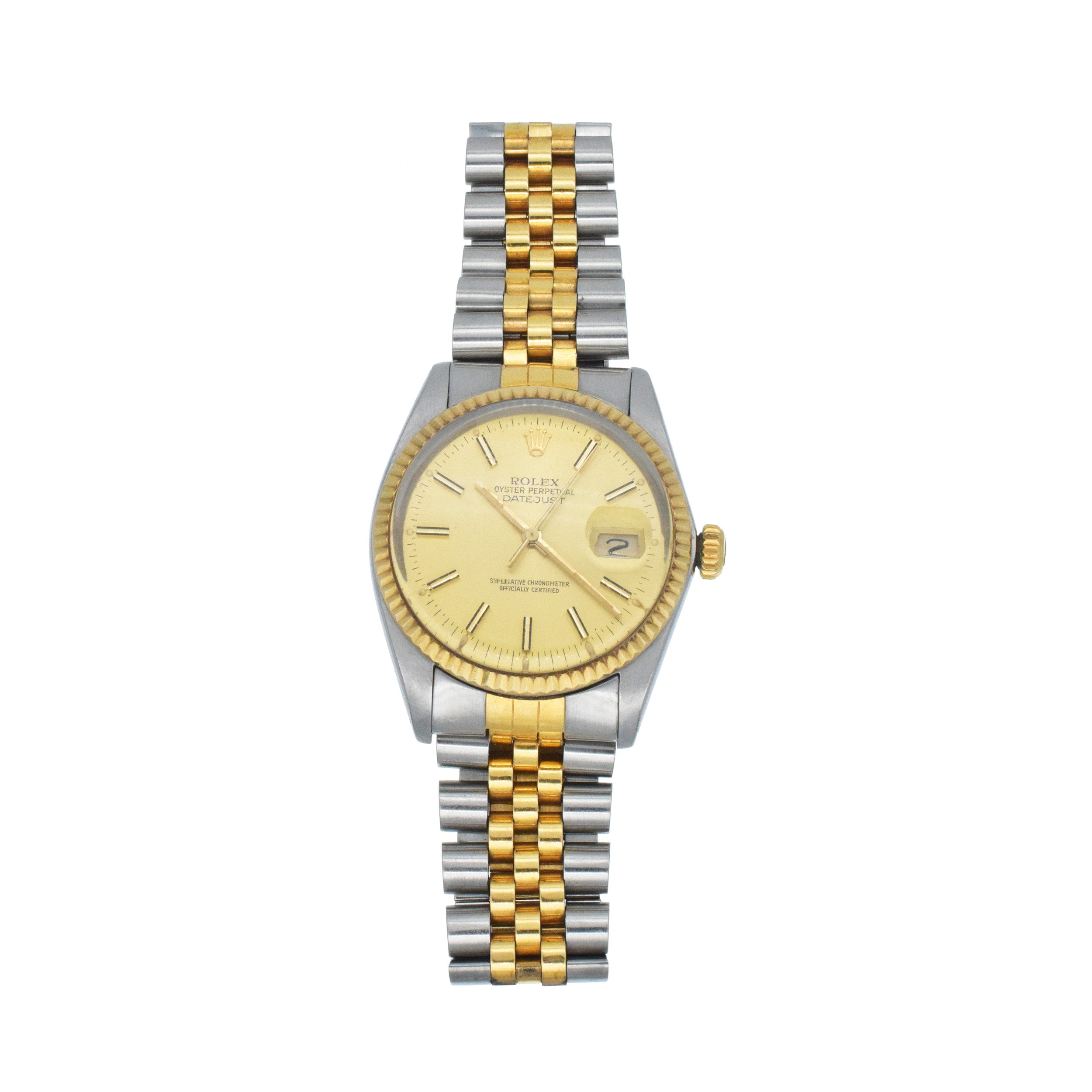 Rolex Vintage Men's 'Datejust' Wristwatch In 18k Yellow Gold And Stainless Steel