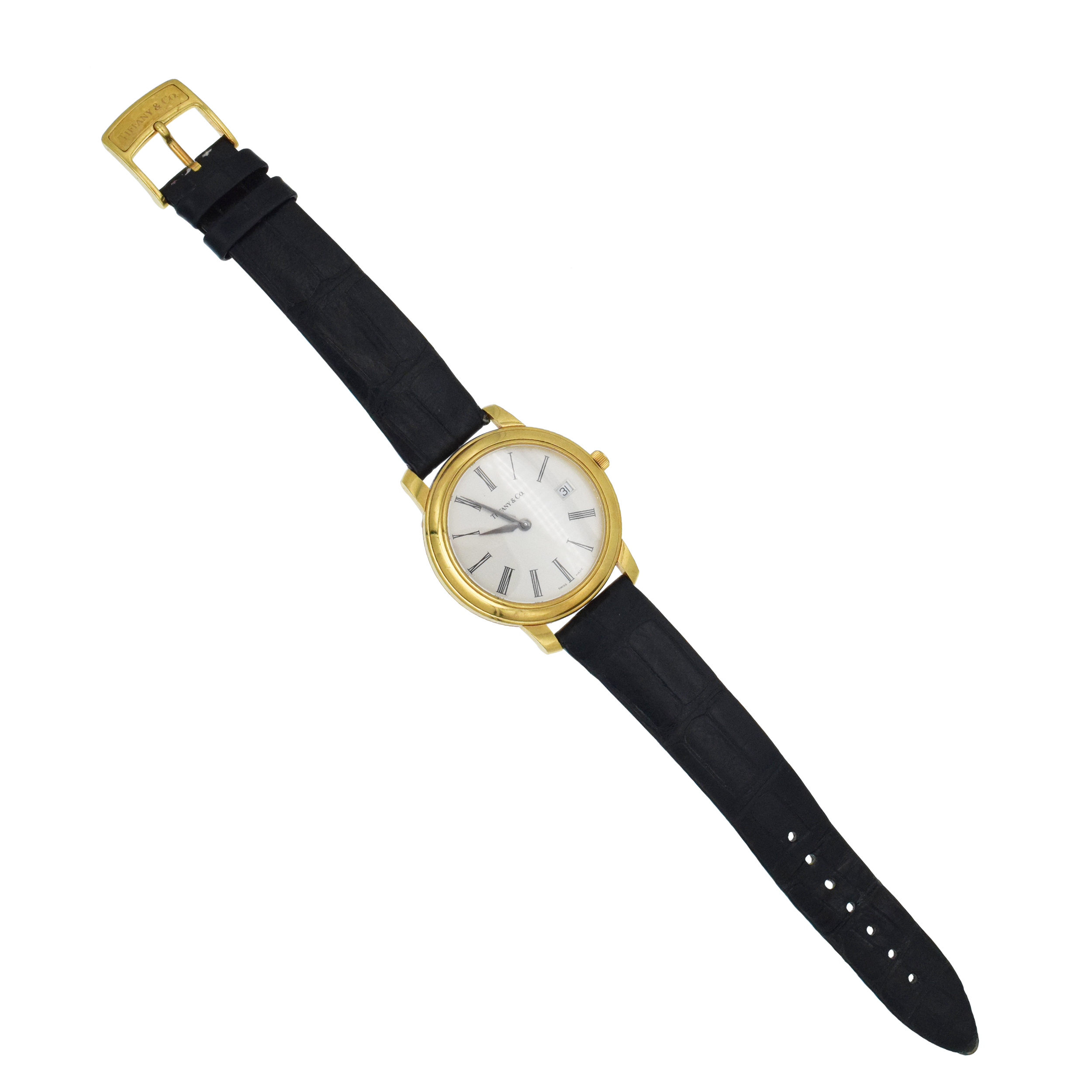Tiffany & Co. Gentleman's Mark Resonator Atlas Watch In 18k Yellow Gold With Alligator Strap