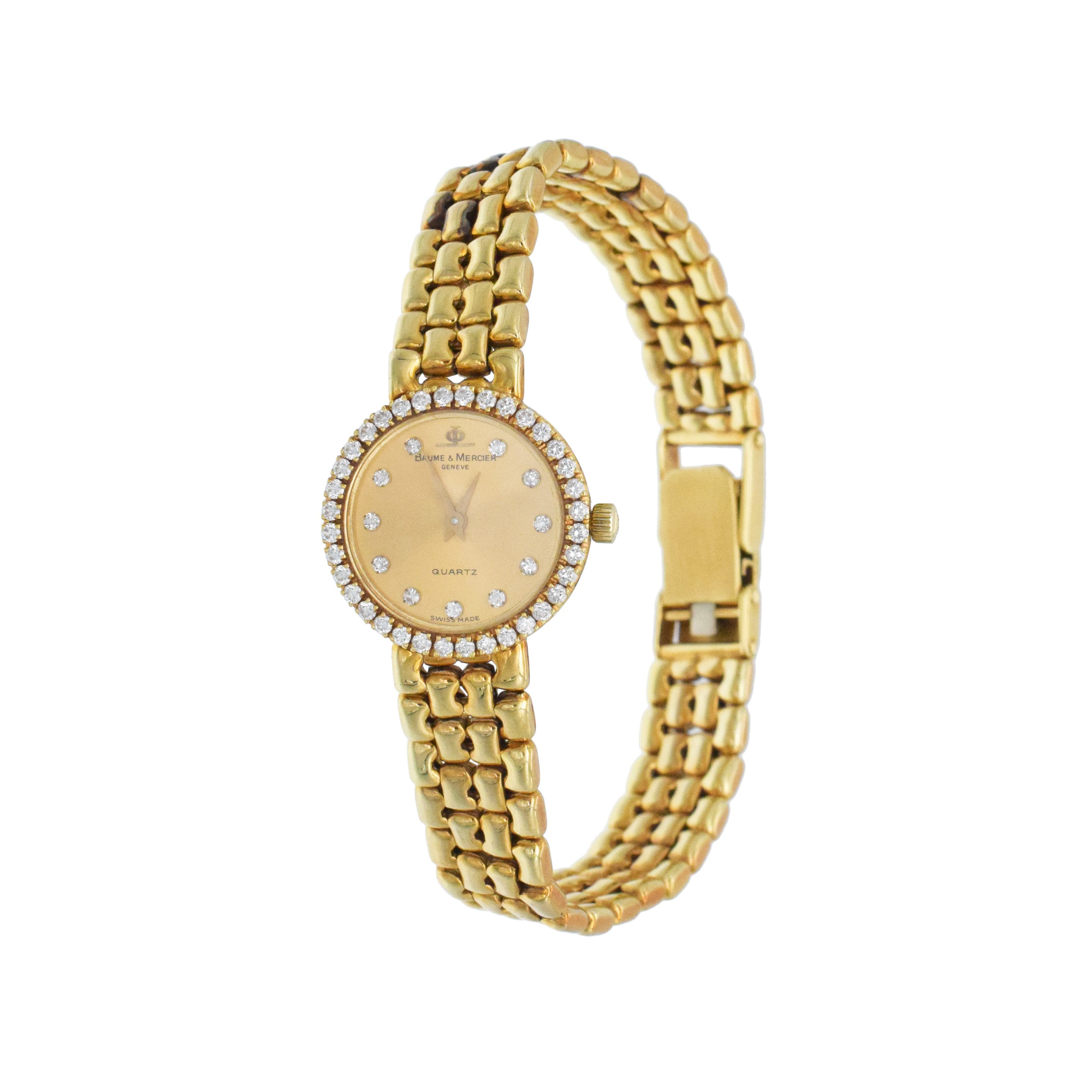 Baume & Mercier 18k & 14k Yellow Gold Ladies Wrist Watch With Diamonds