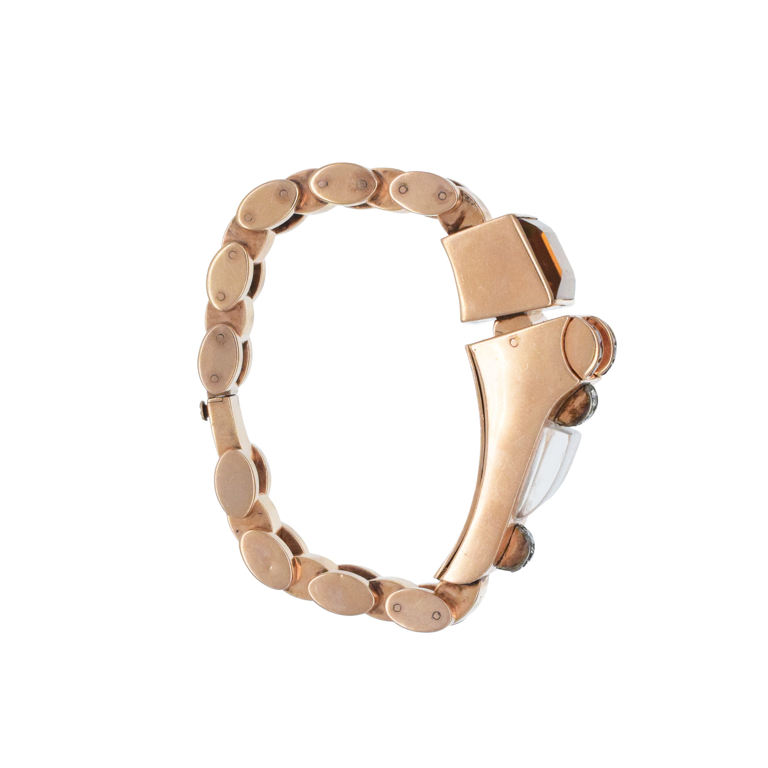 Jules Jurgensen Retro Wrist Watch In 14k Rose Gold With, Accented With Citrine, Rubies And Diamonds