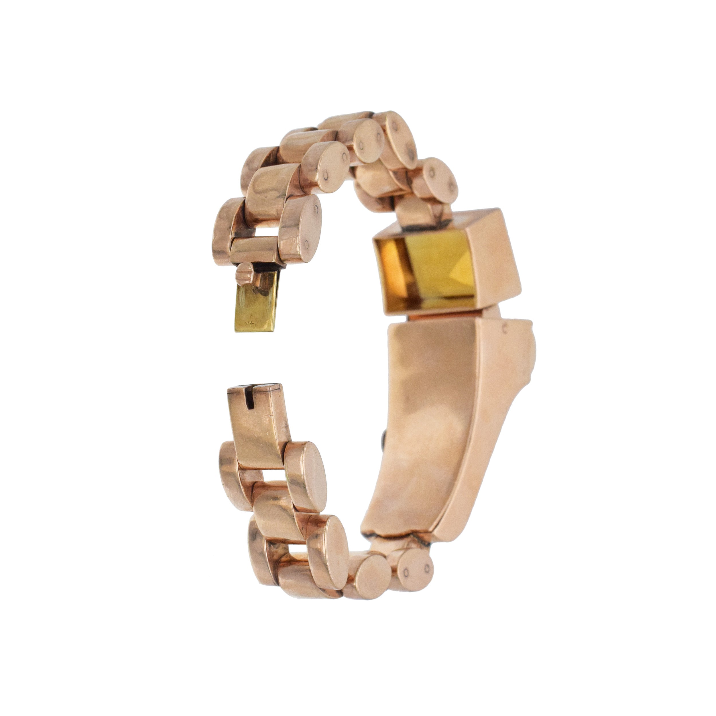 Jules Jurgensen Retro Wrist Watch In 14k Rose Gold With, Accented With Citrine, Rubies And Diamonds