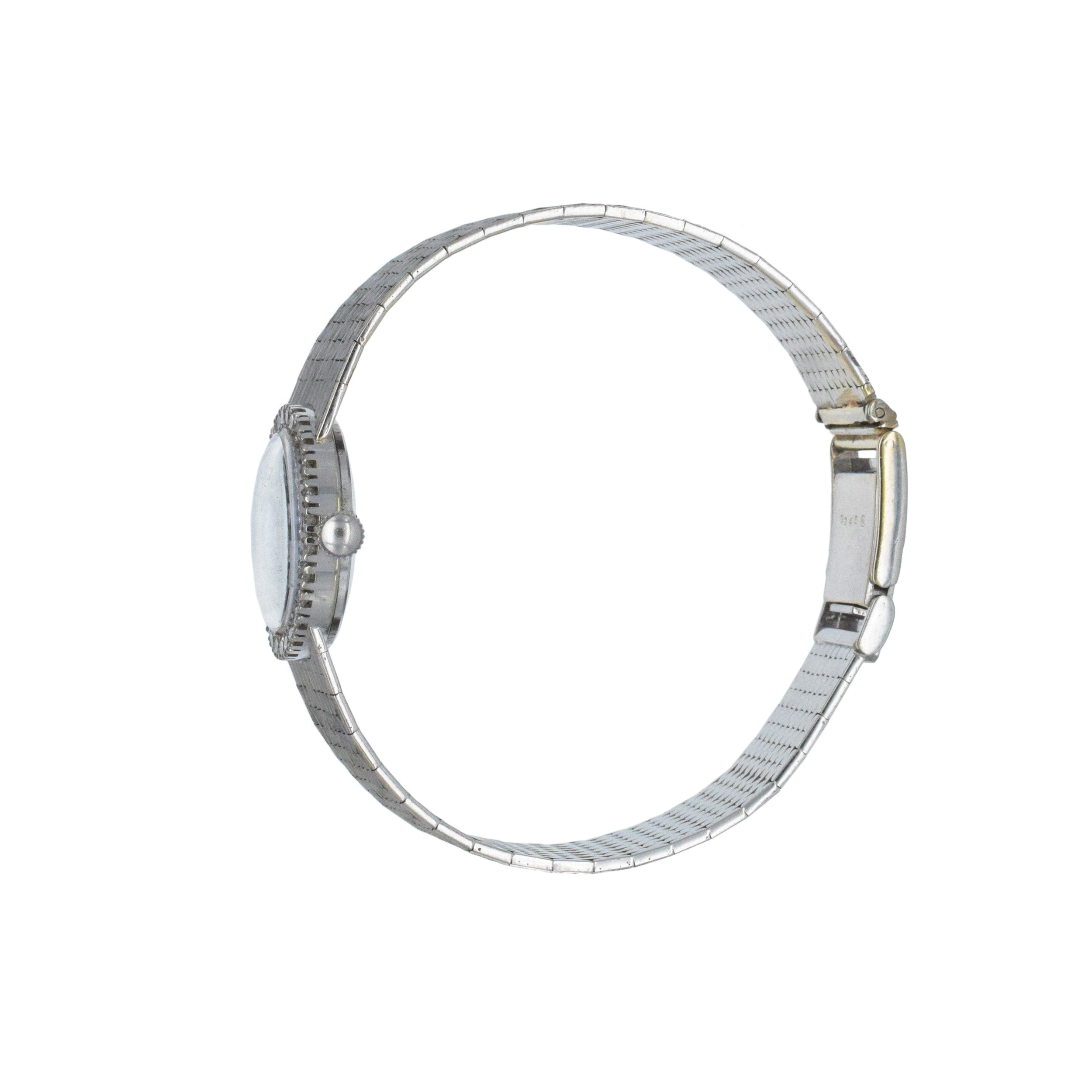 Omega De Ville Vintage Diamond Wrist Watch In 18k White Gold